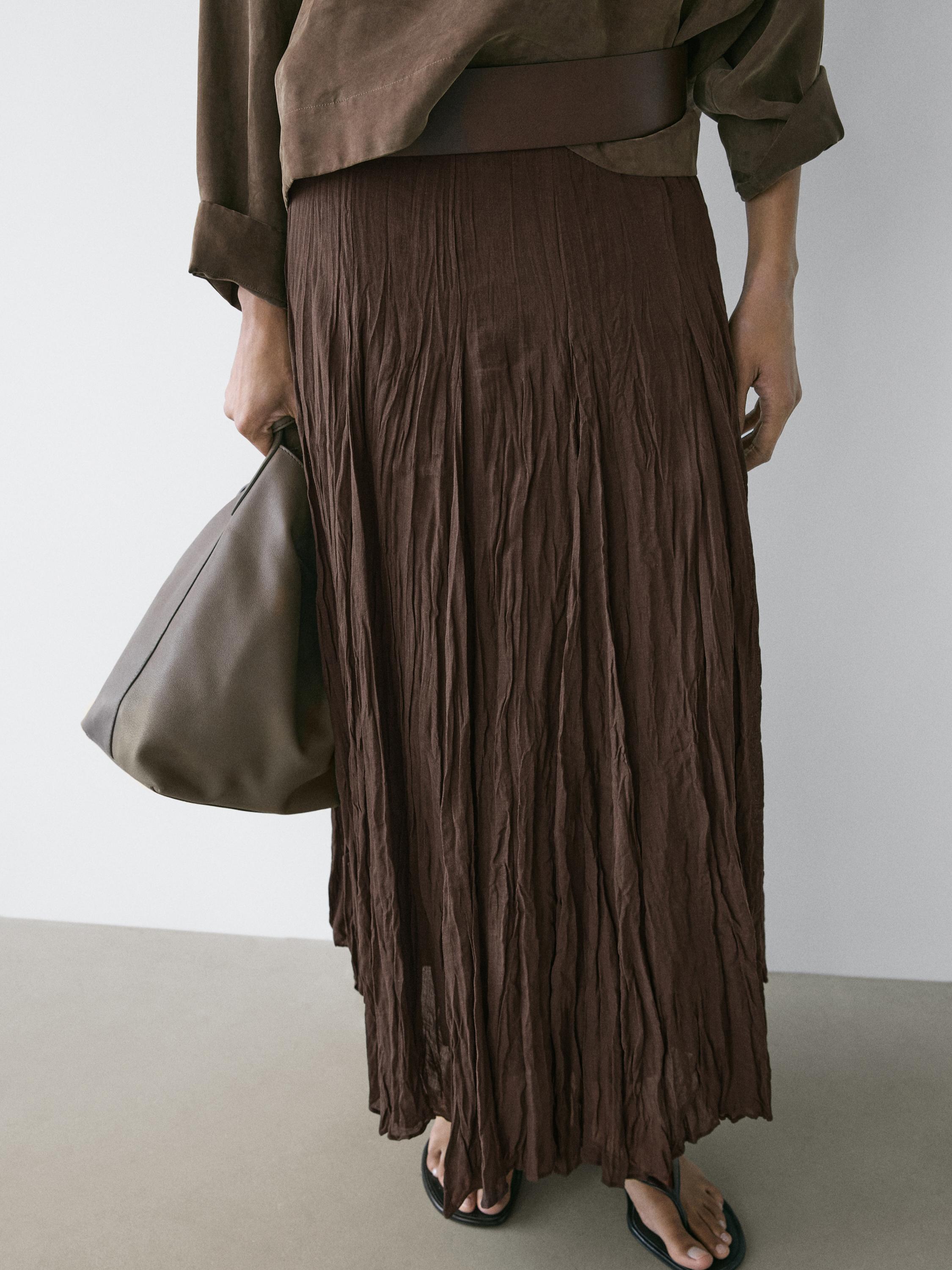 Flowing godet midi skirt — Chocolate