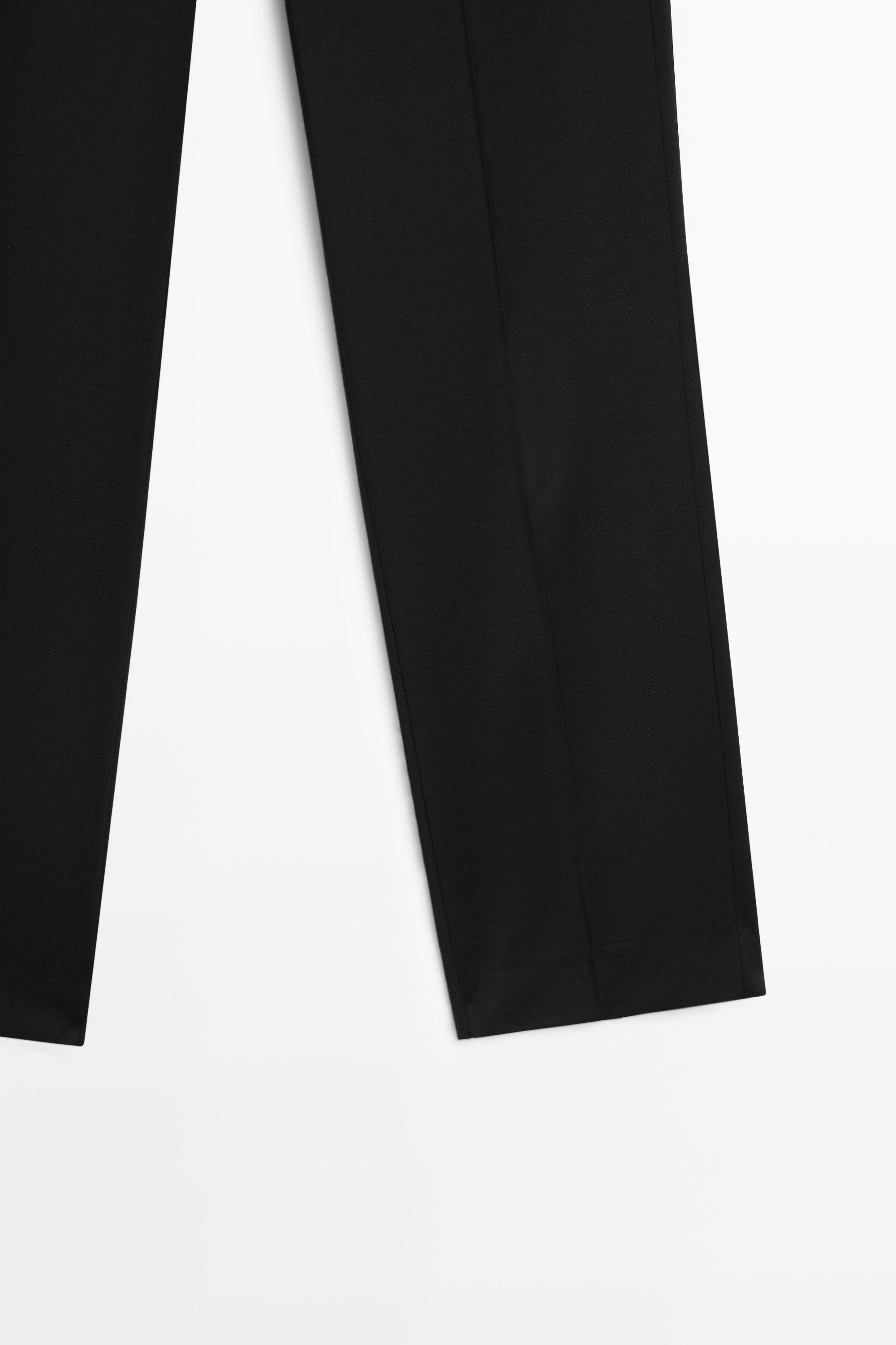 100% cool wool straight fit trousers — BLACK
