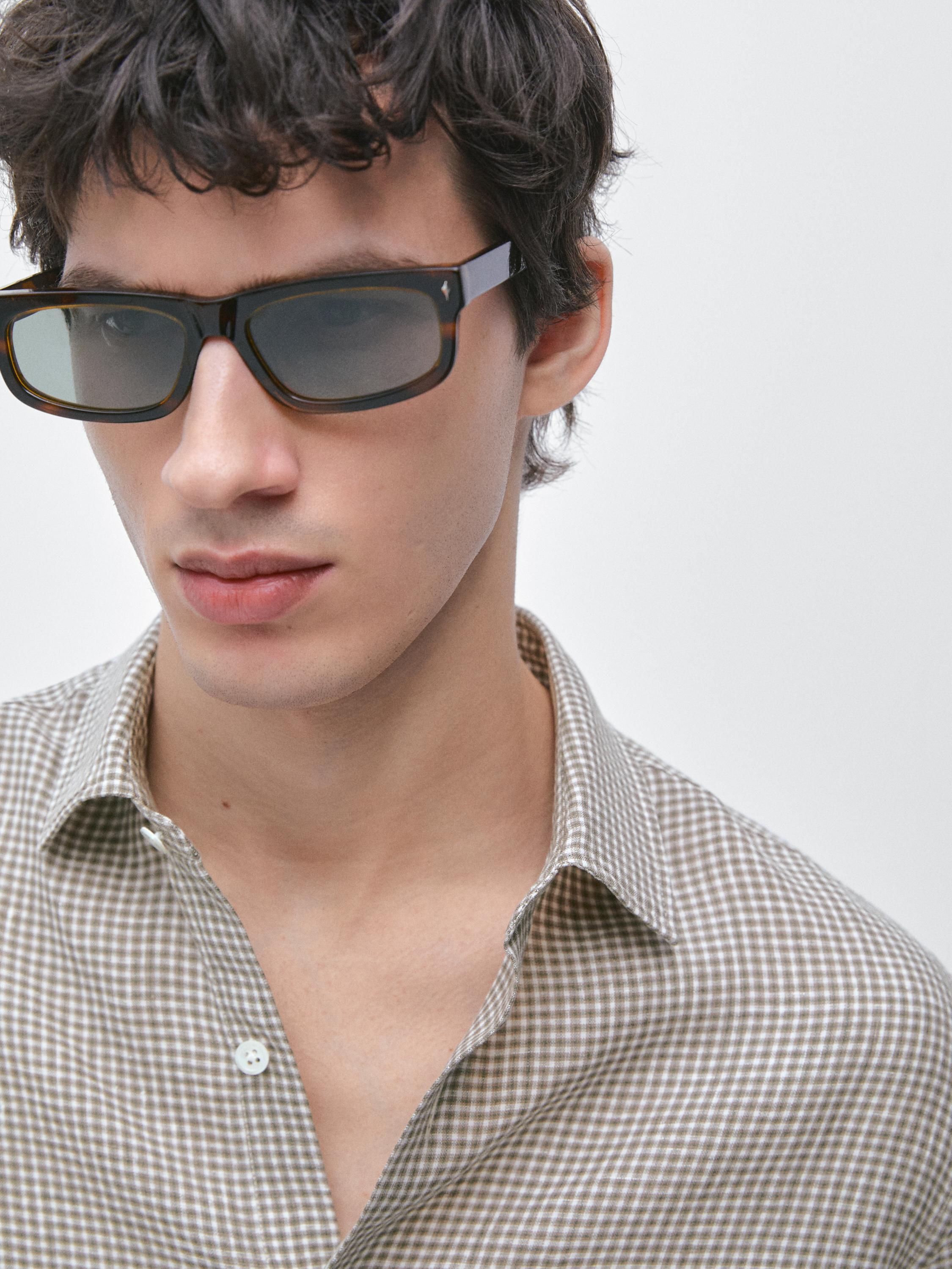 %100 keten kareli gömlek