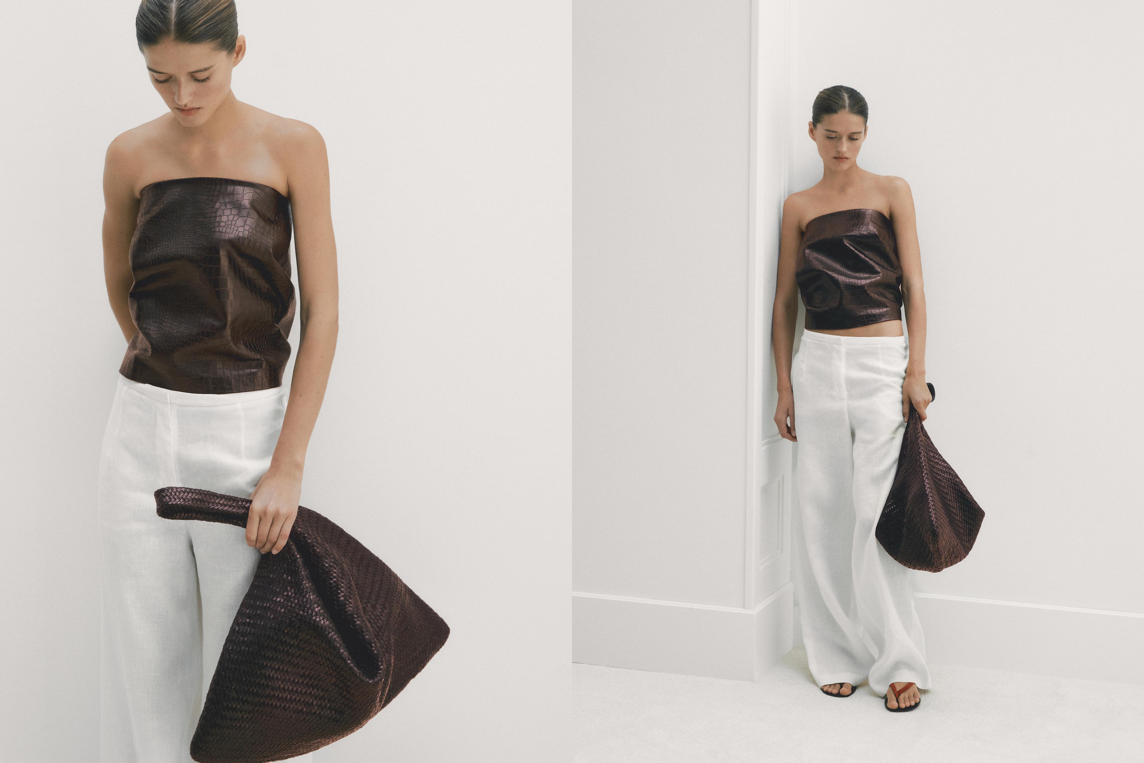 Nappa leather woven maxi tote bag