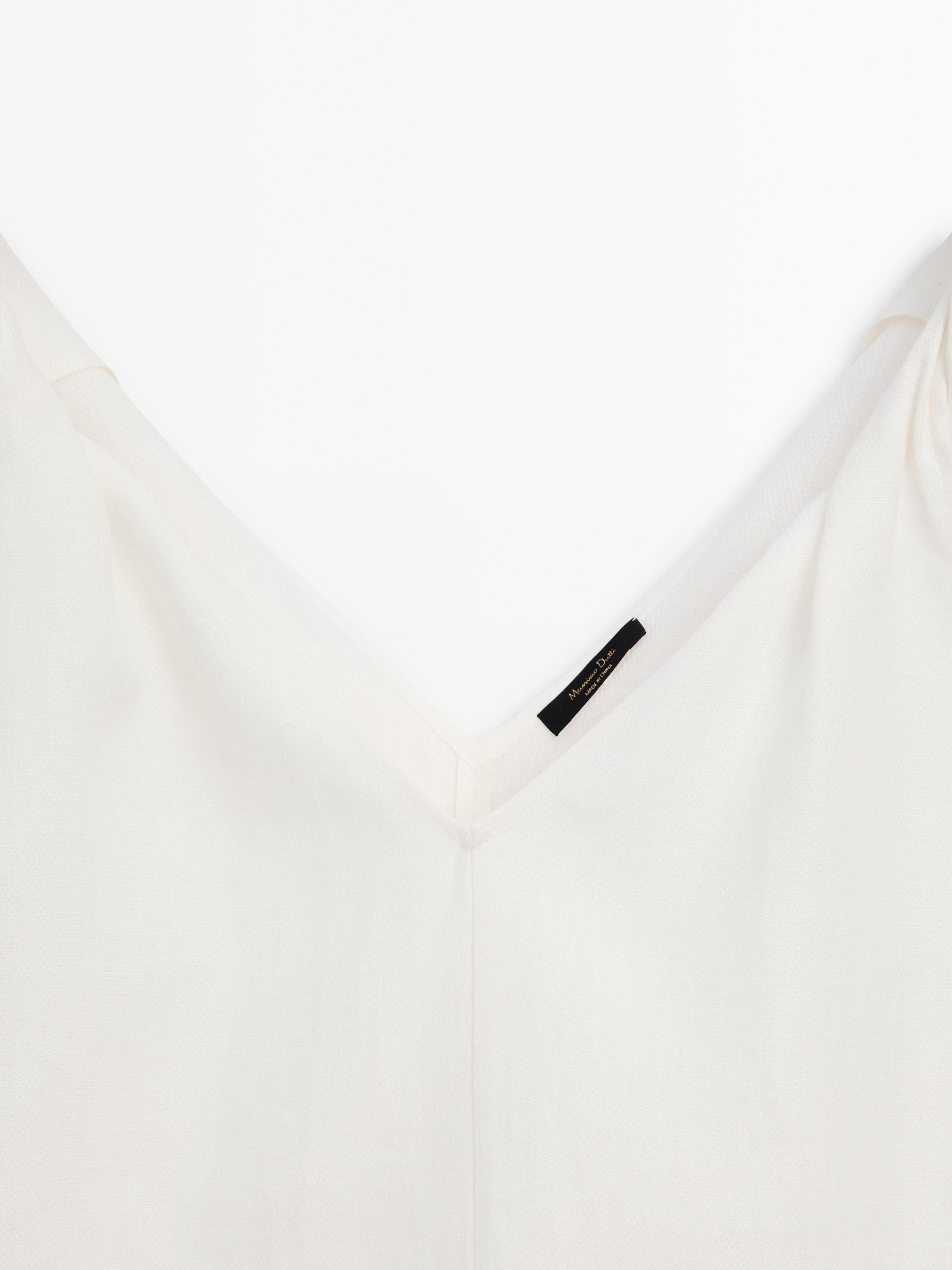 Linen midi dress with strap details