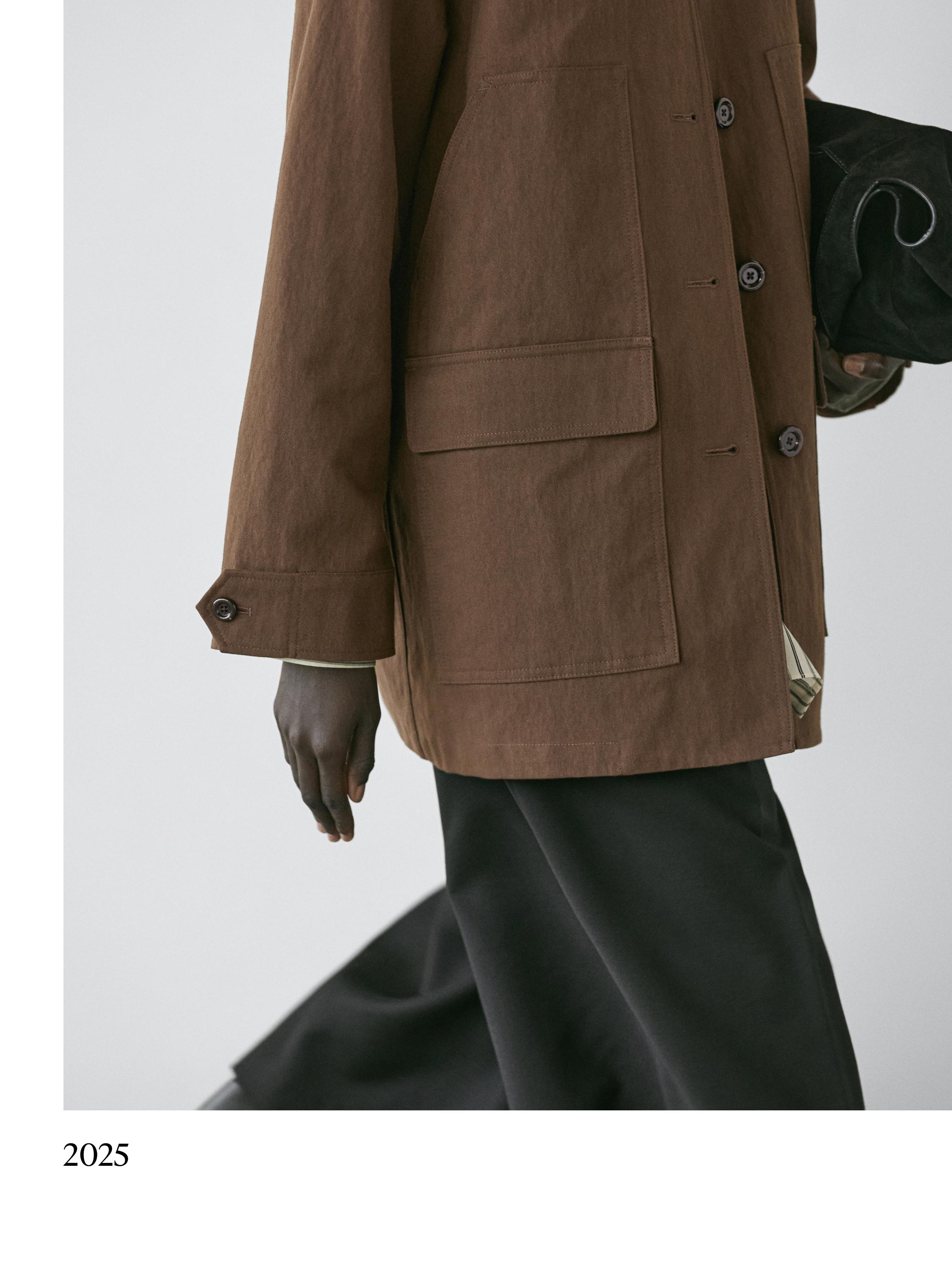 Cotton blend jacket with pockets — BROWN