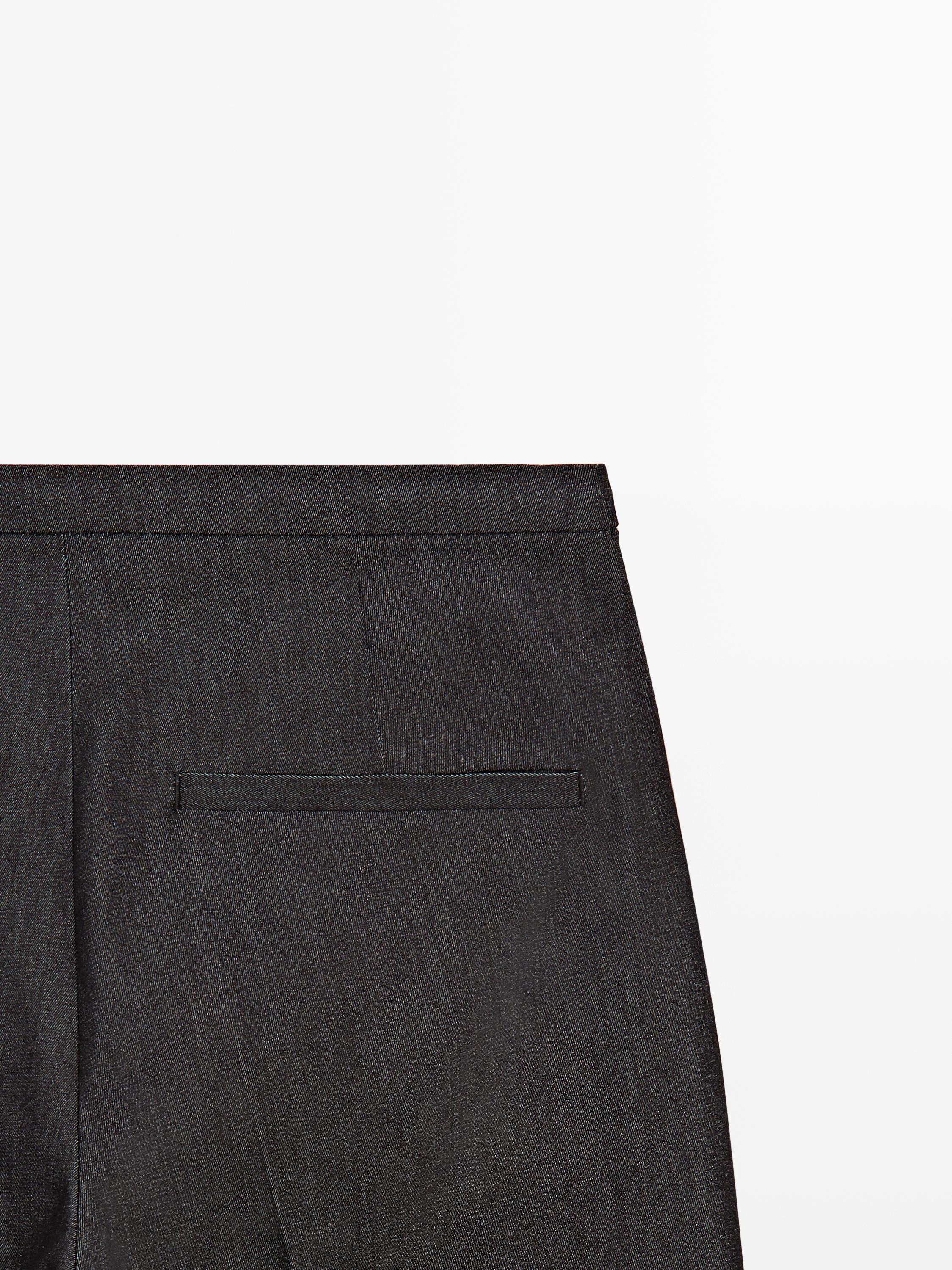 Denim-effect flared trousers — BLACK