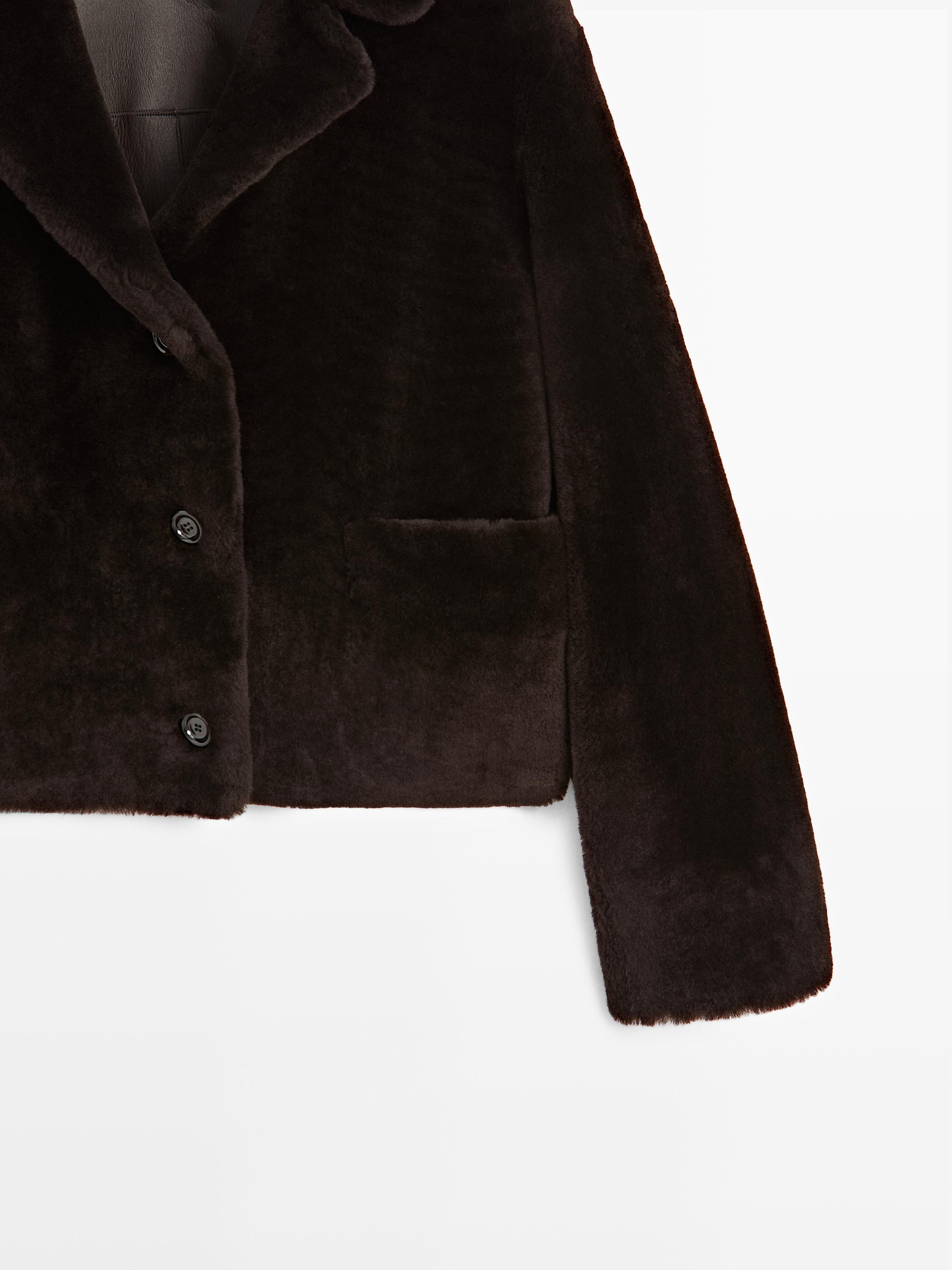 Short lambskin mouton jacket — BROWN