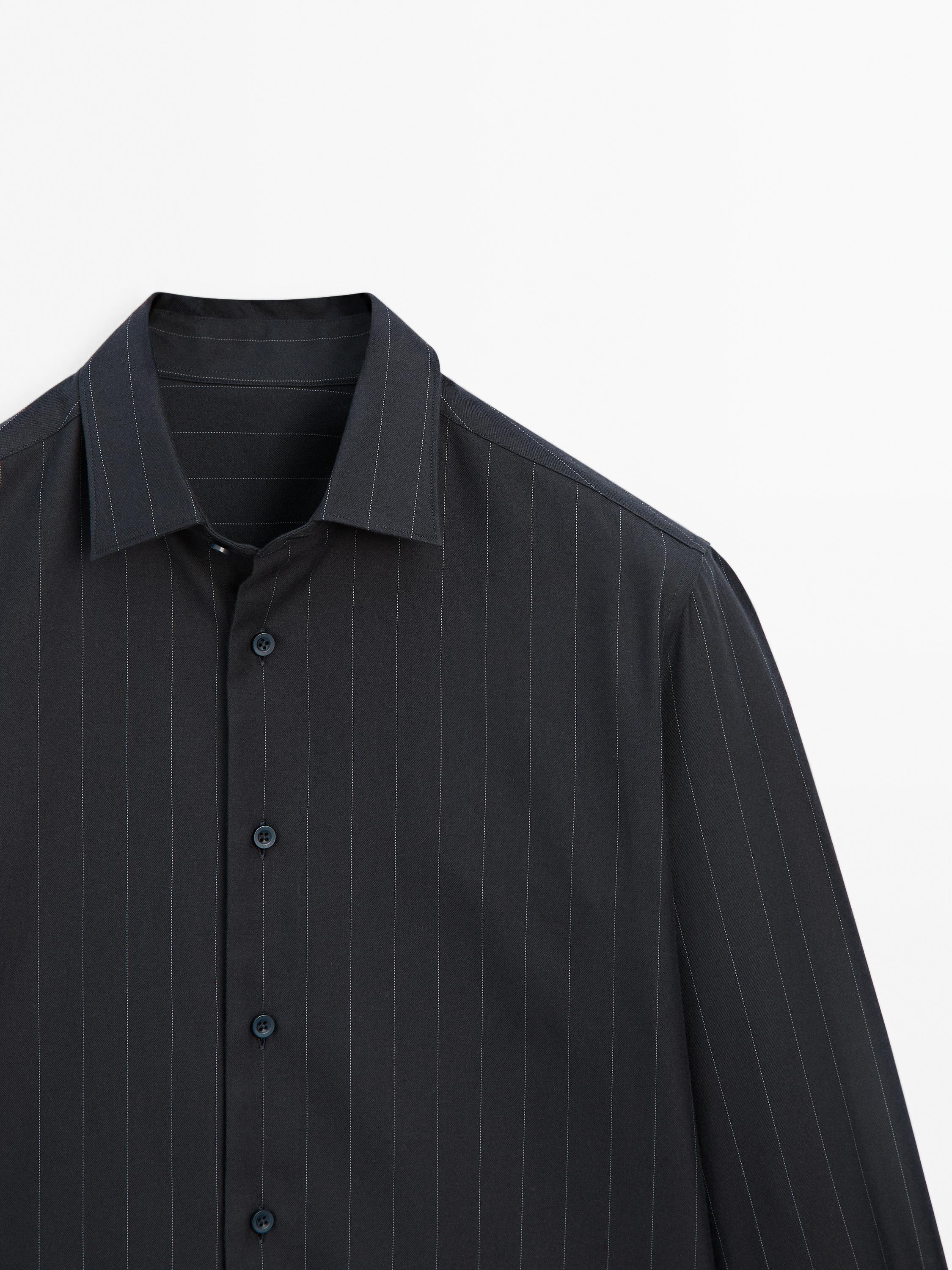 Chemise twill à rayures 100 % coton