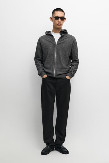 Wool-blend knit hooded cardigan — Medium Grey 1