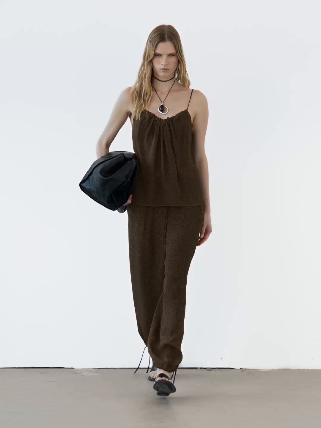 Flowing jacquard strappy top