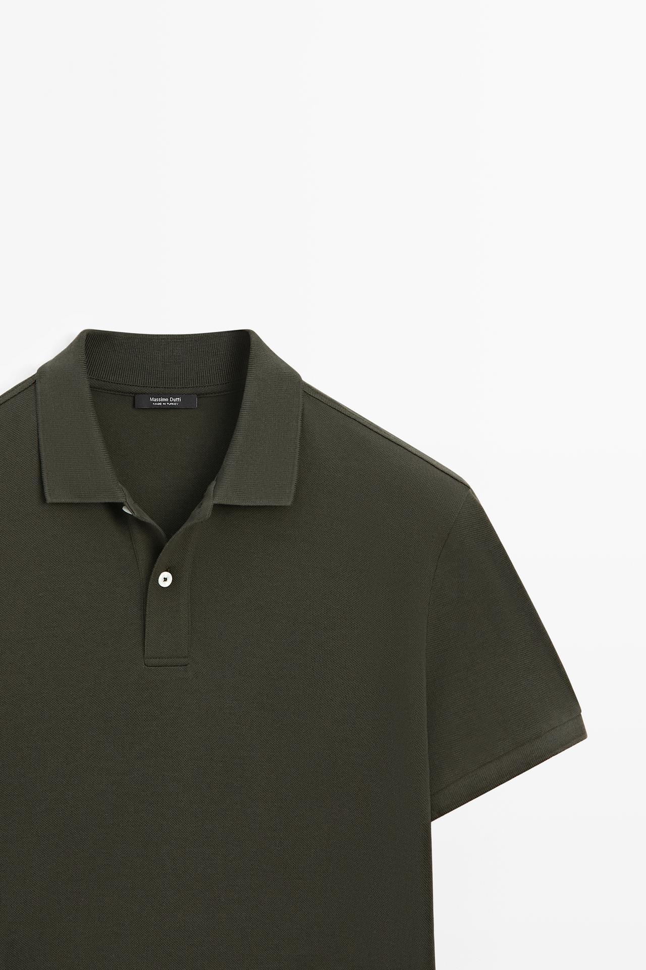 Micro-textured cotton piqué polo shirt — MOSS GREEN