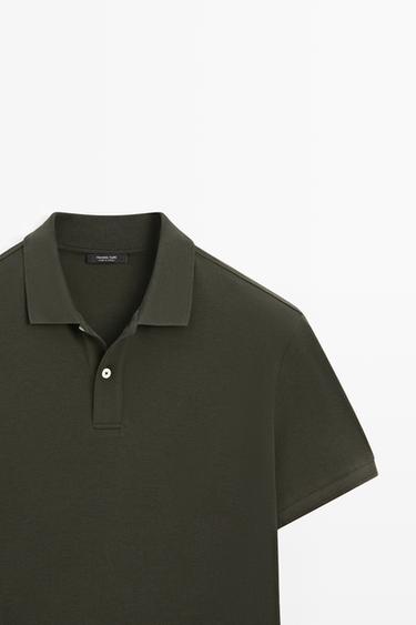 Micro-textured cotton piqué polo shirt — MOSS GREEN 4