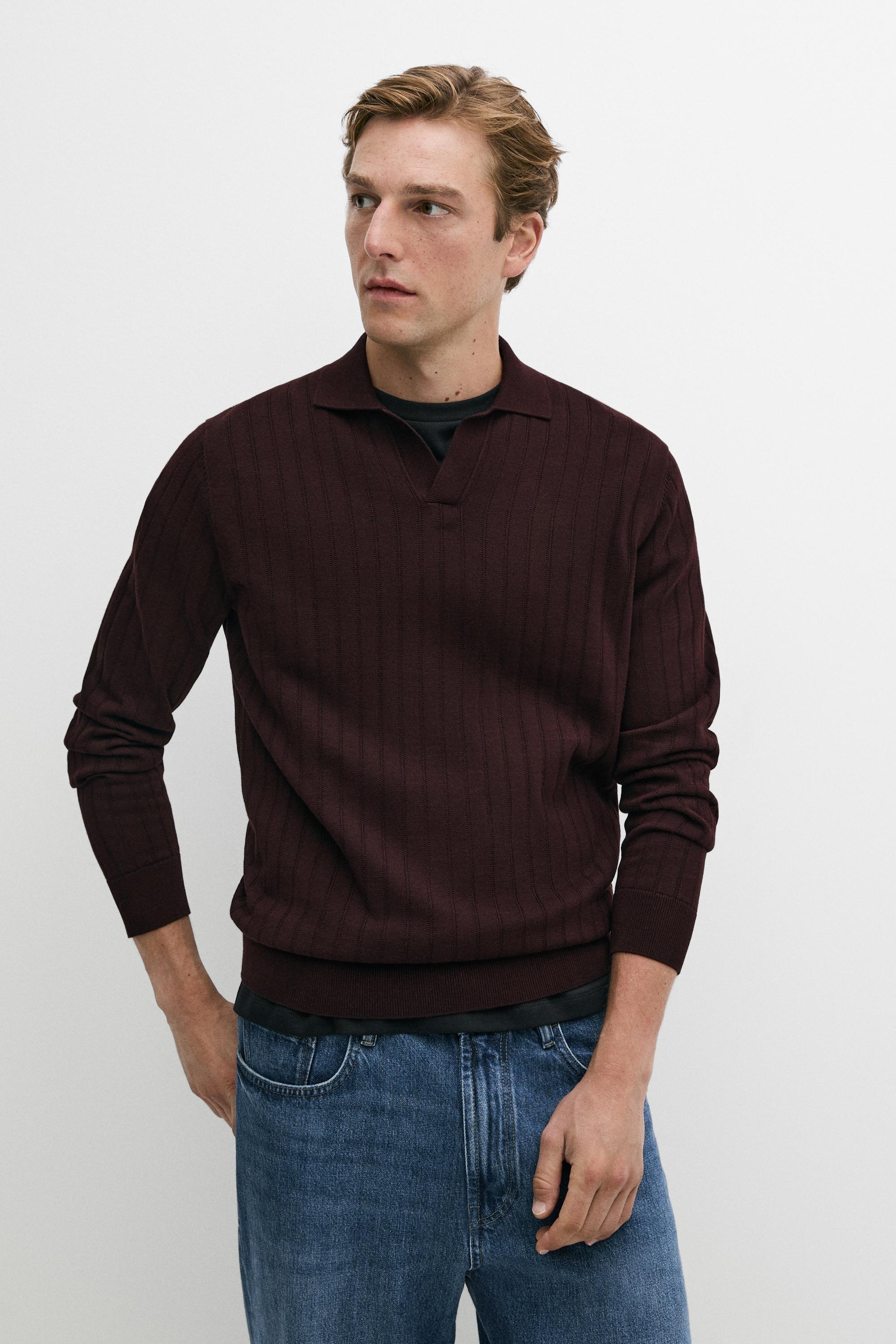 Strickpullover aus reiner Baumwolle mit Polokragen
