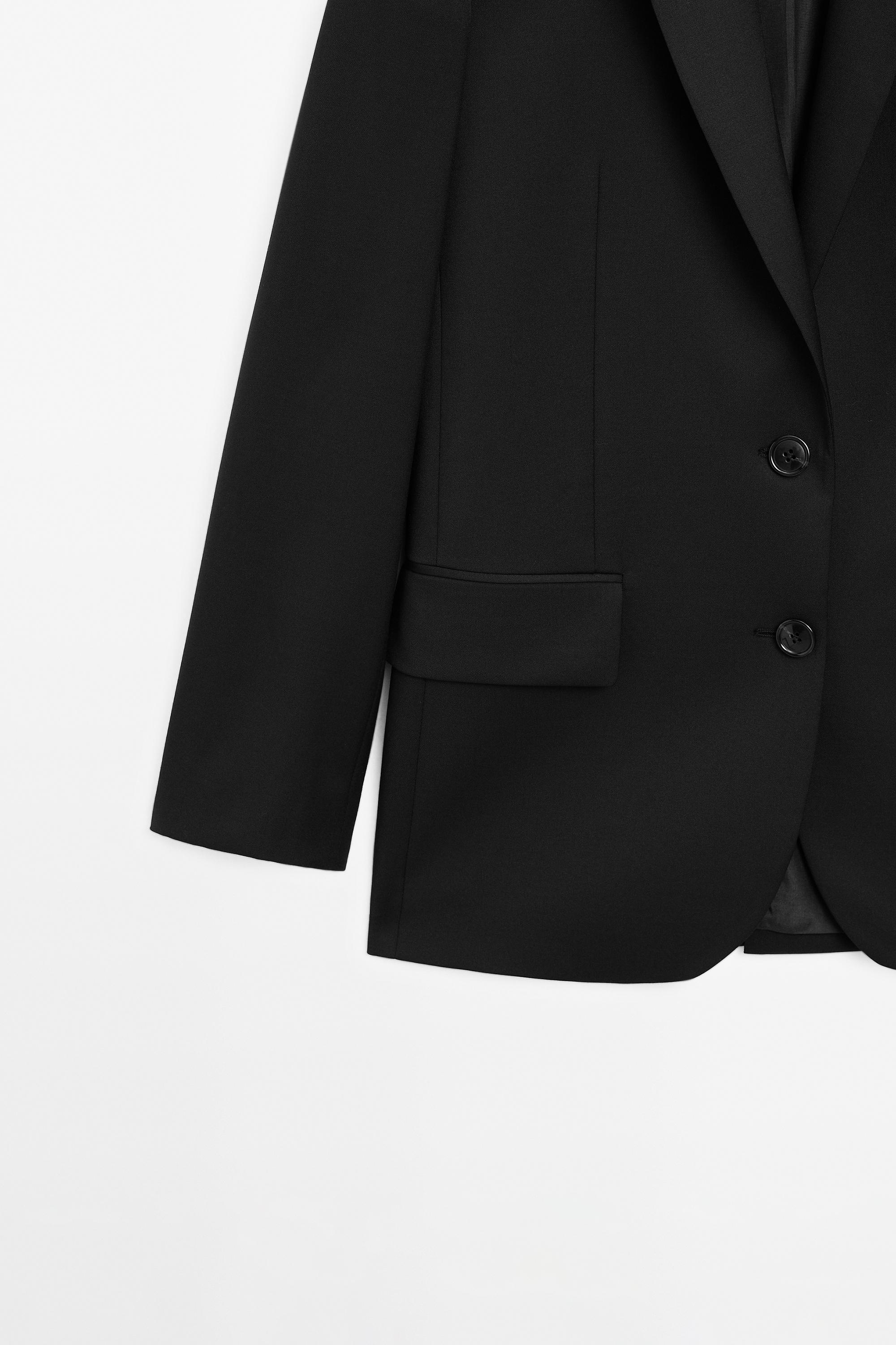100% extra fine wool two-button blazer — BLACK