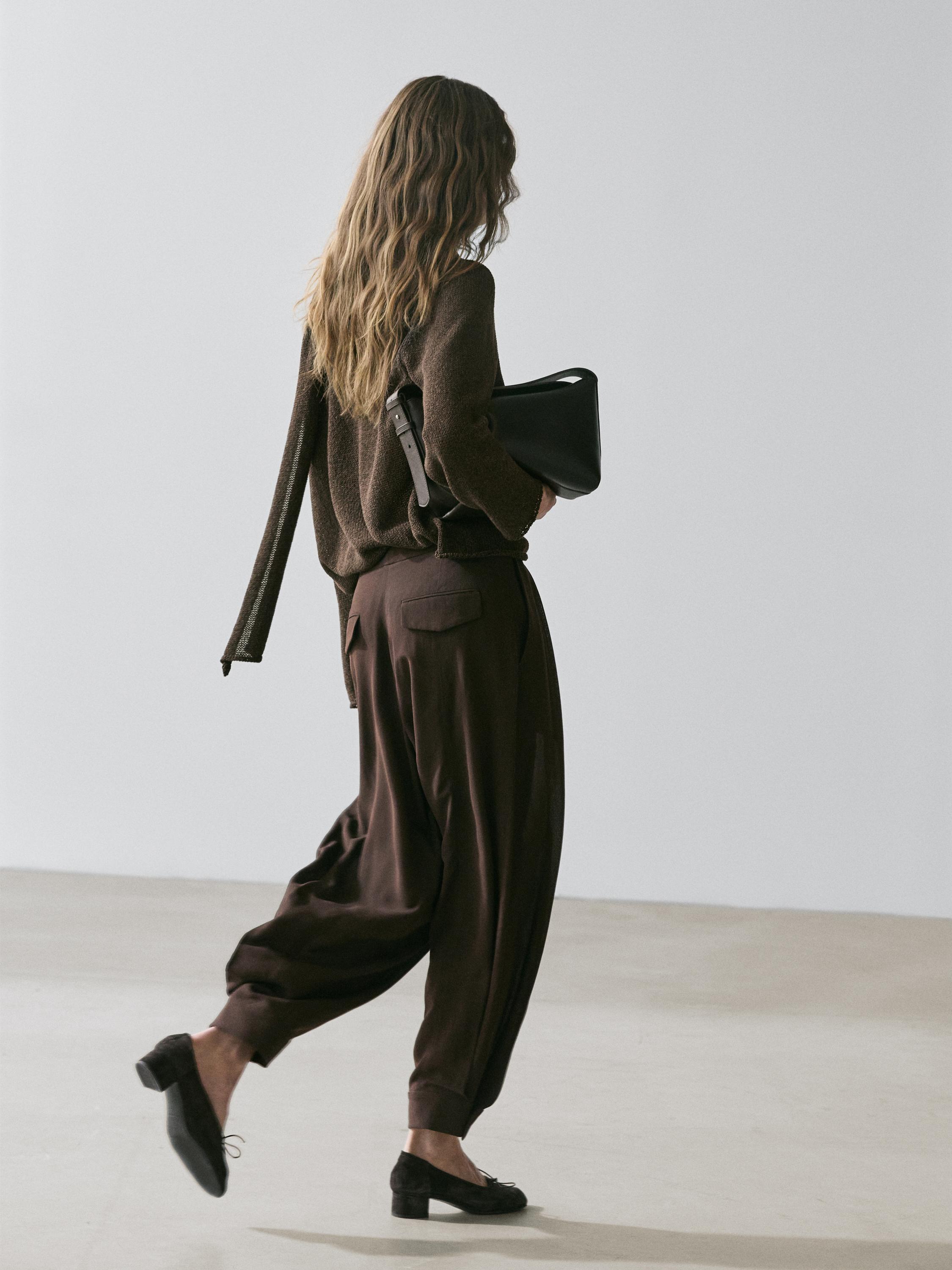 Darted sarouel trousers — BROWN