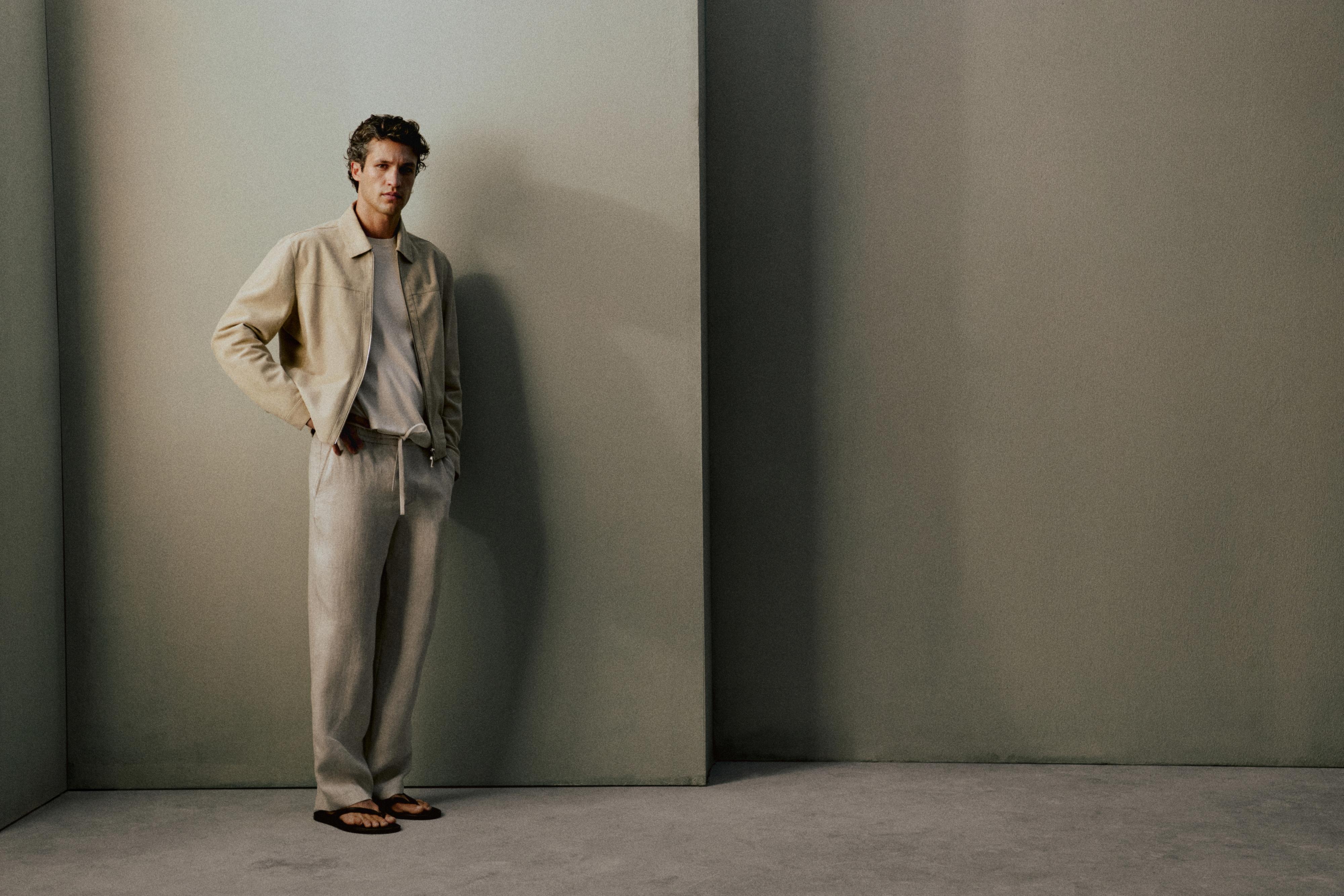 Suede leather collar jacket — Light Beige