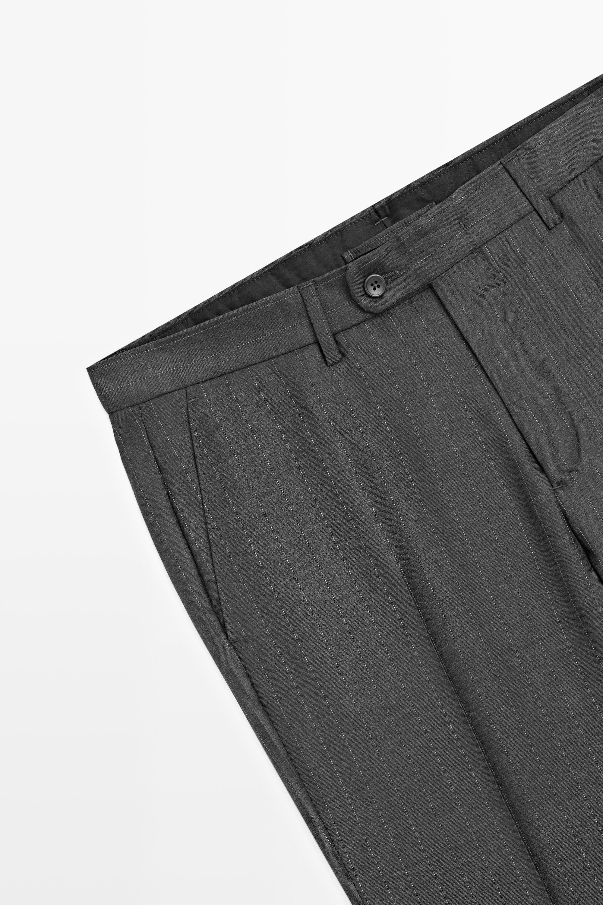 100% wool striped pants — CHARCOAL