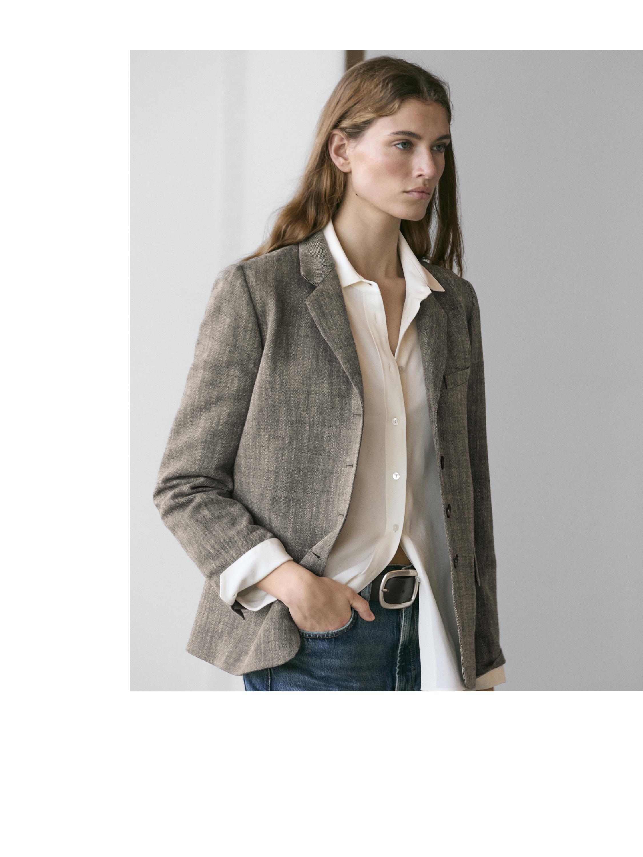 Flecked wool blend blazer — GREY