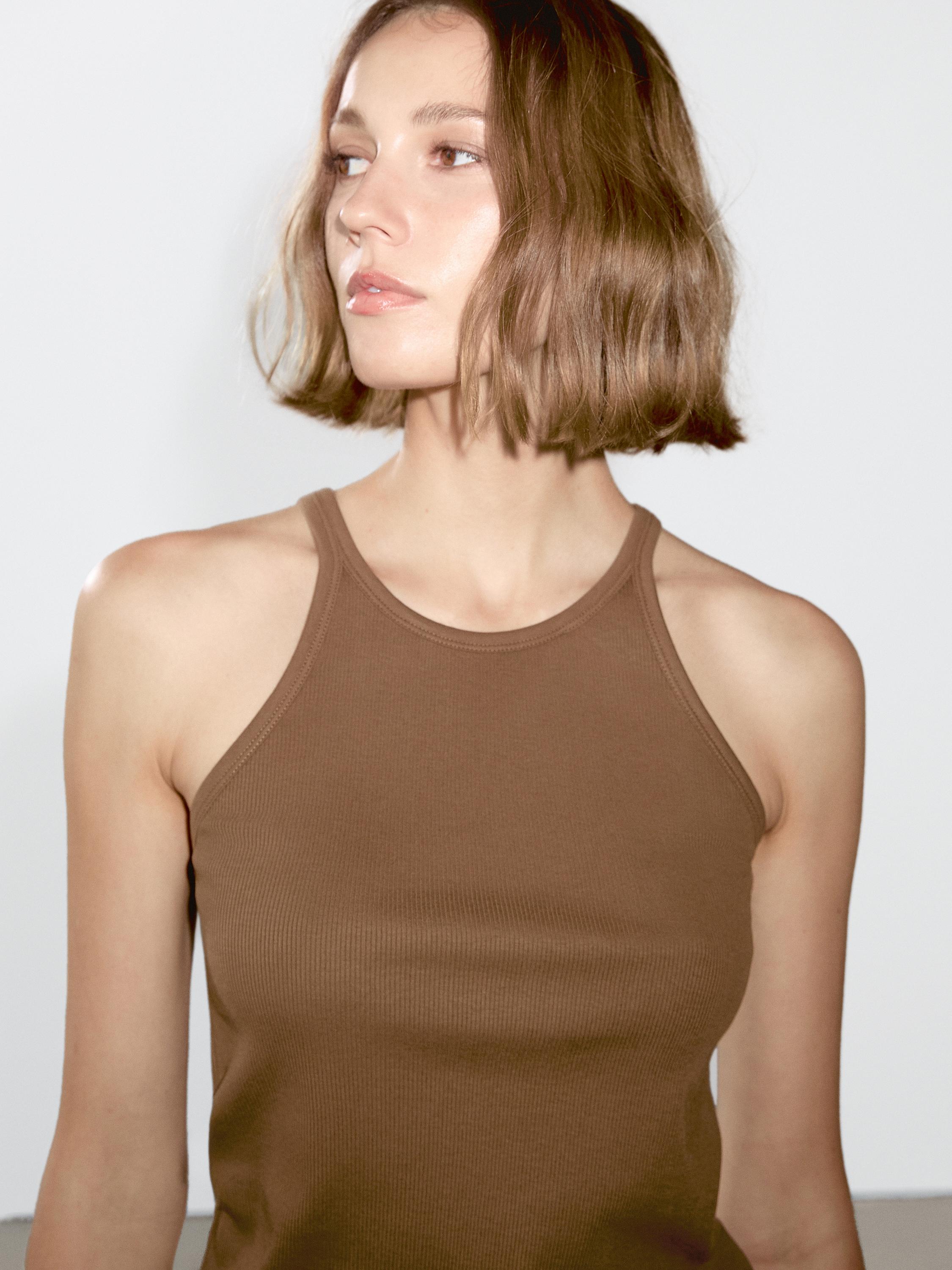 100% cotton strappy halter T-shirt