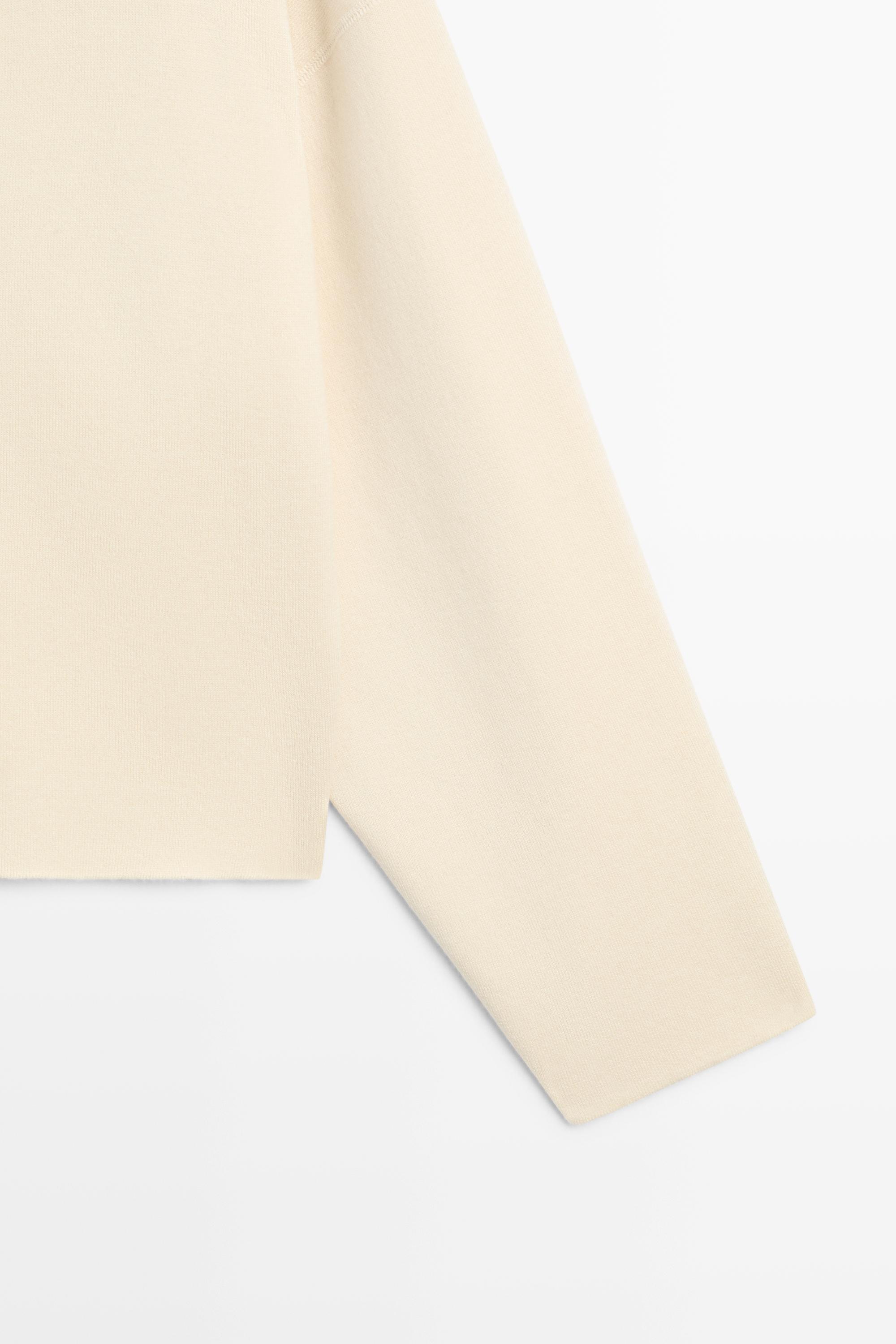 Cotton knit zip-up jacket — Vanilla