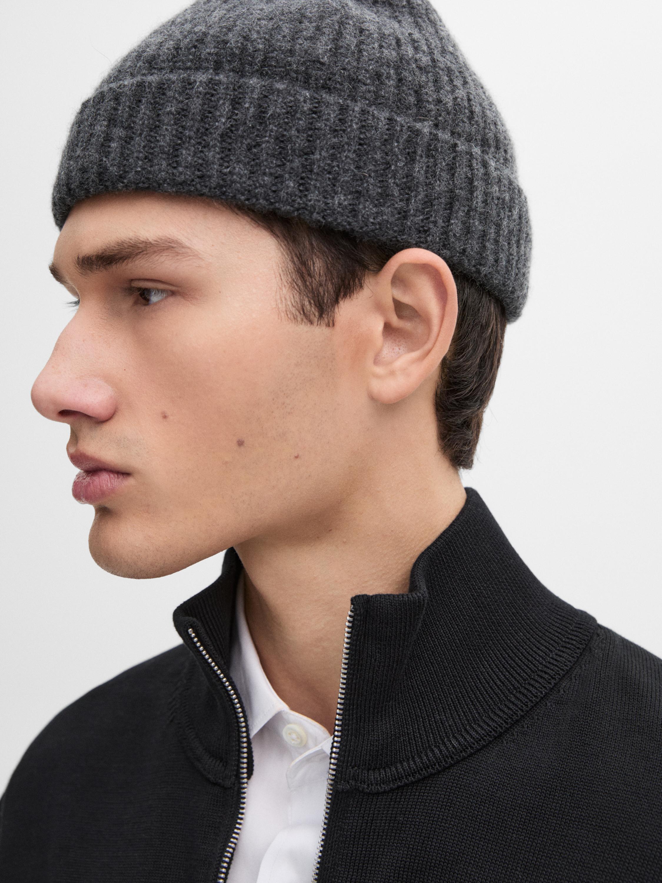 Knitted jumper mock neck zip cotton