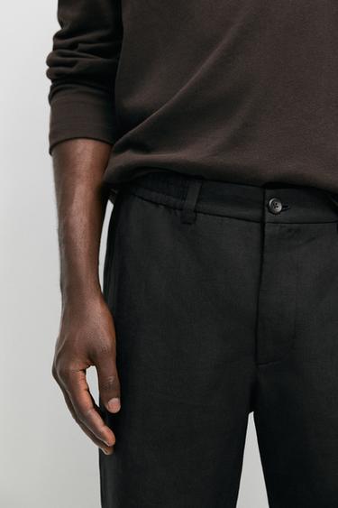 100% linen short Bermuda shorts — BLACK 8