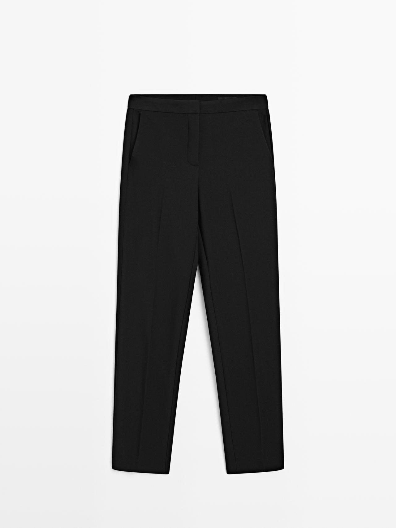 Massimo Dutti - Dame - Cigaret-Fit Bukser I Crepe - Sort - 36