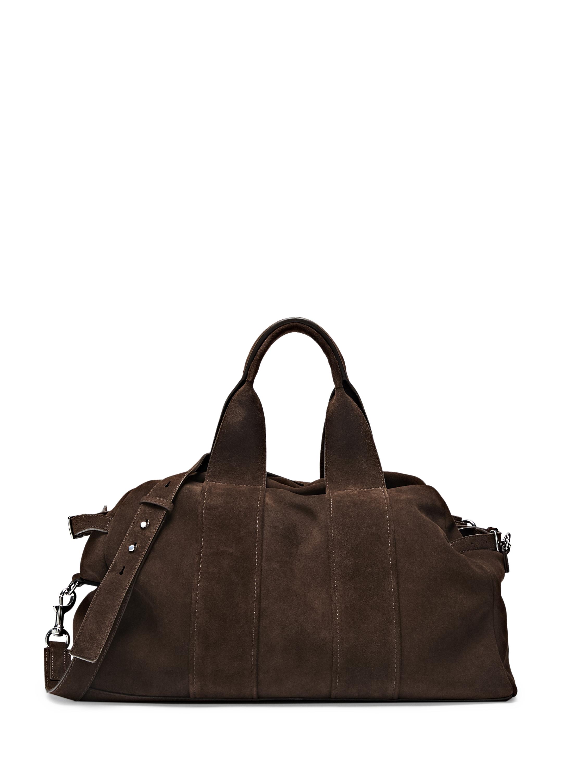 Suede leather travel bag — MOLE BROWN