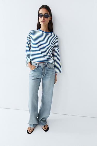 100% cotton striped knit sweater — DEEP BLUE 5