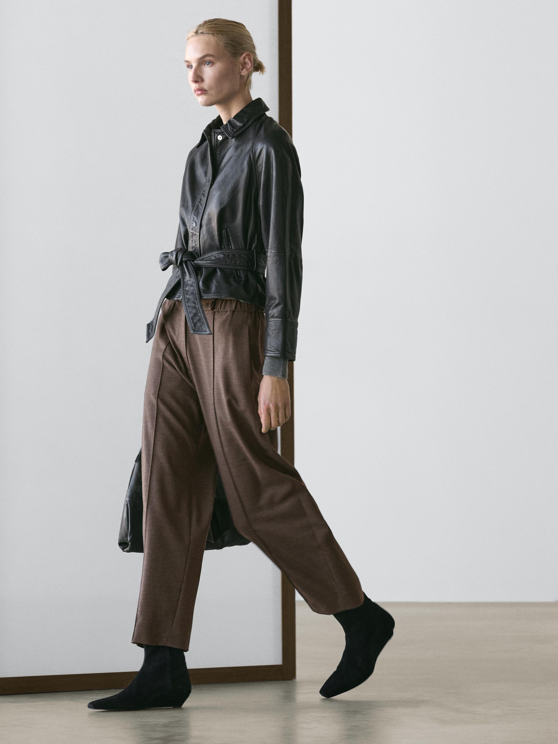 Pantalón con lana barrel fit