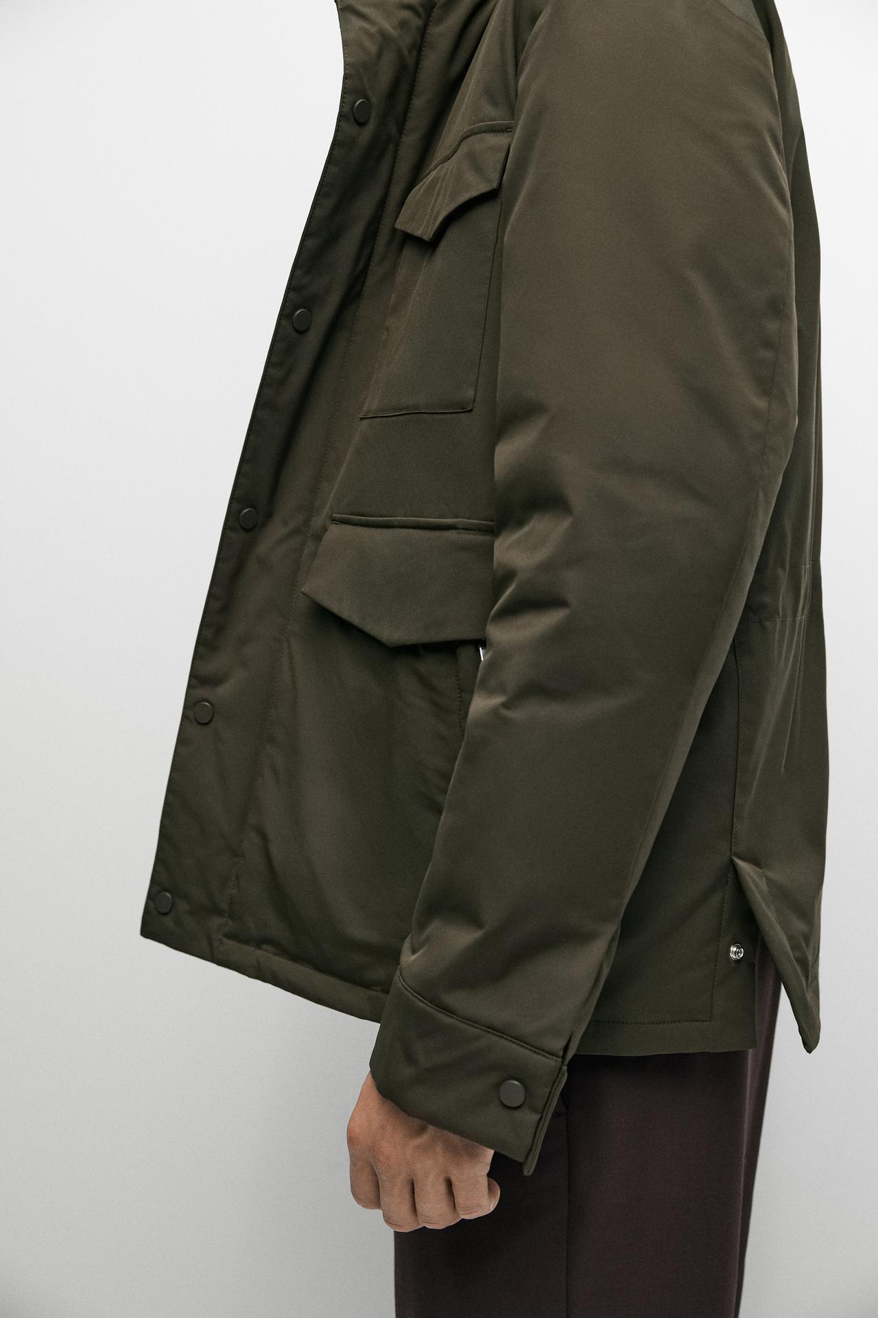 Down jacket with pocket details — KHAKI
