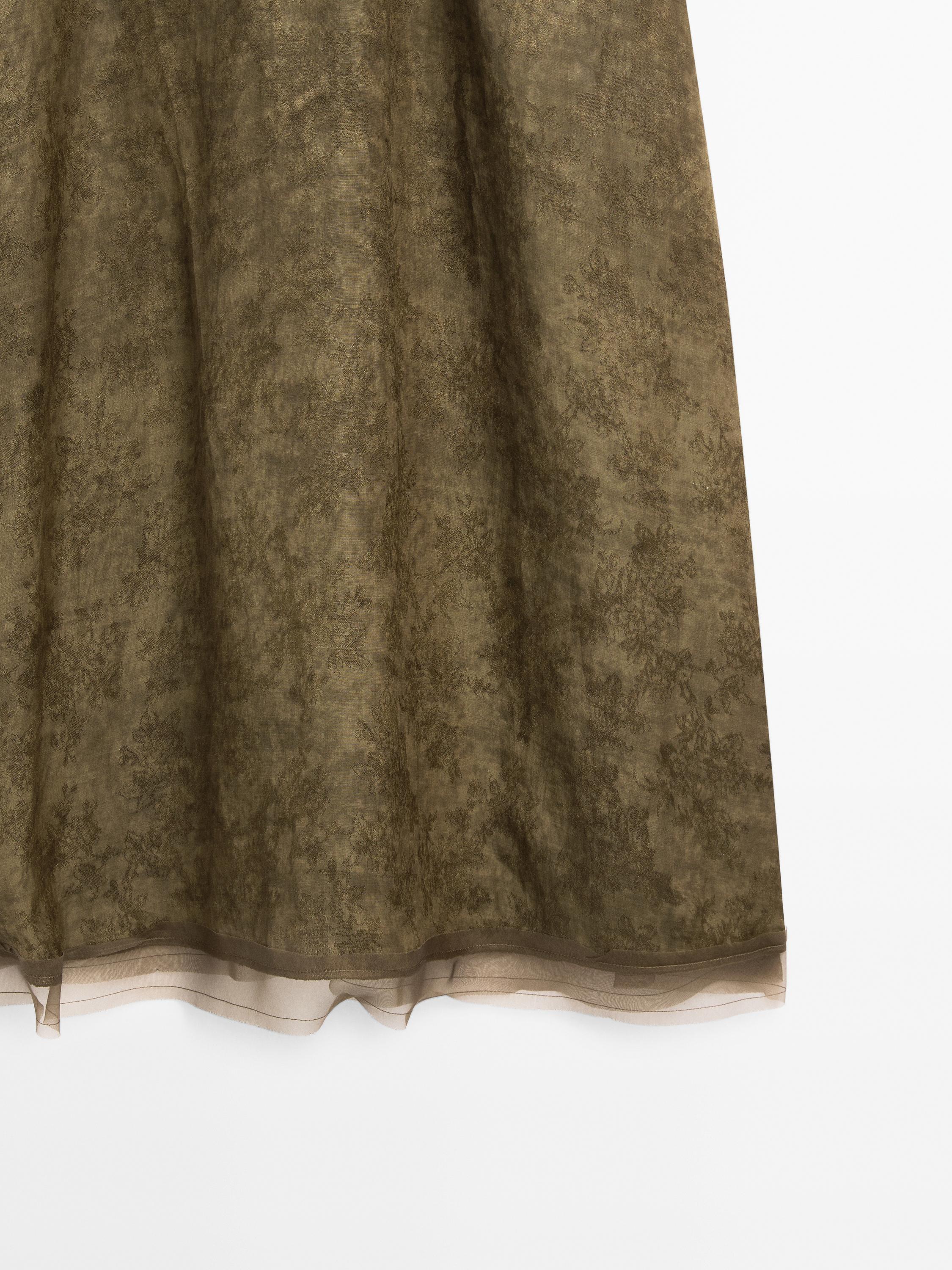 Vestido midi lencero detalle transparencia