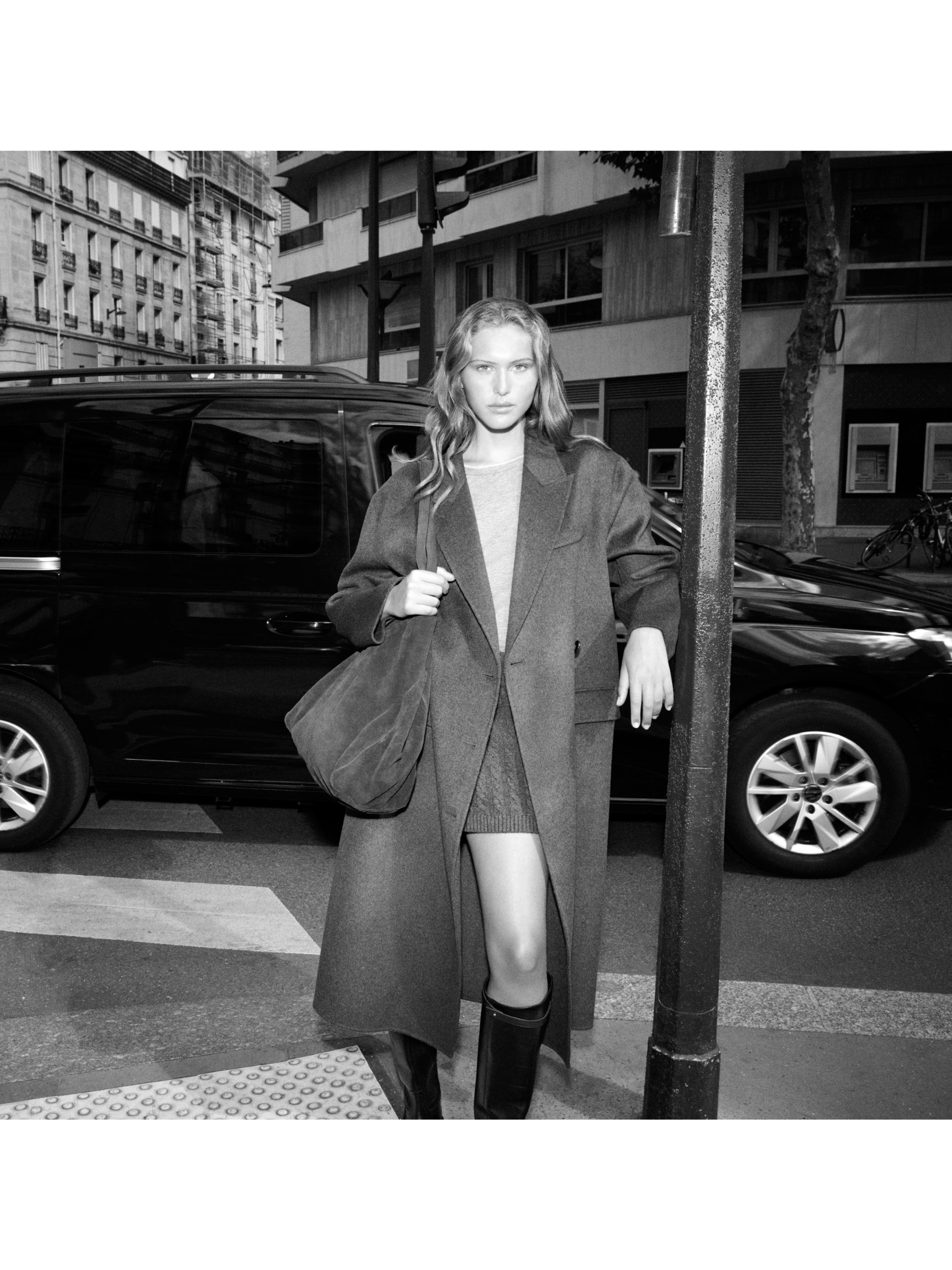 Long wool blend surplice coat
