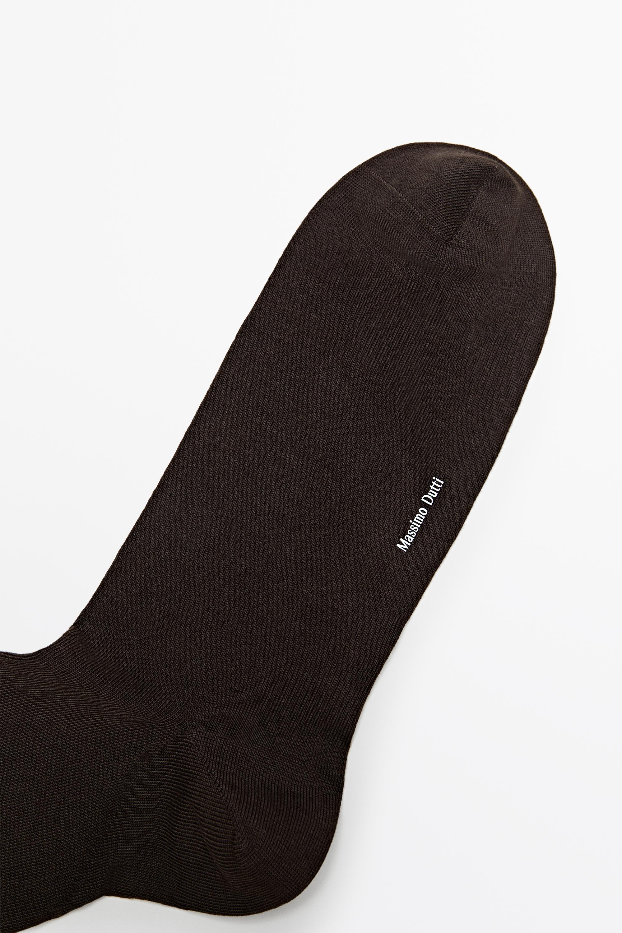 Plain cotton blend knit socks — BROWN