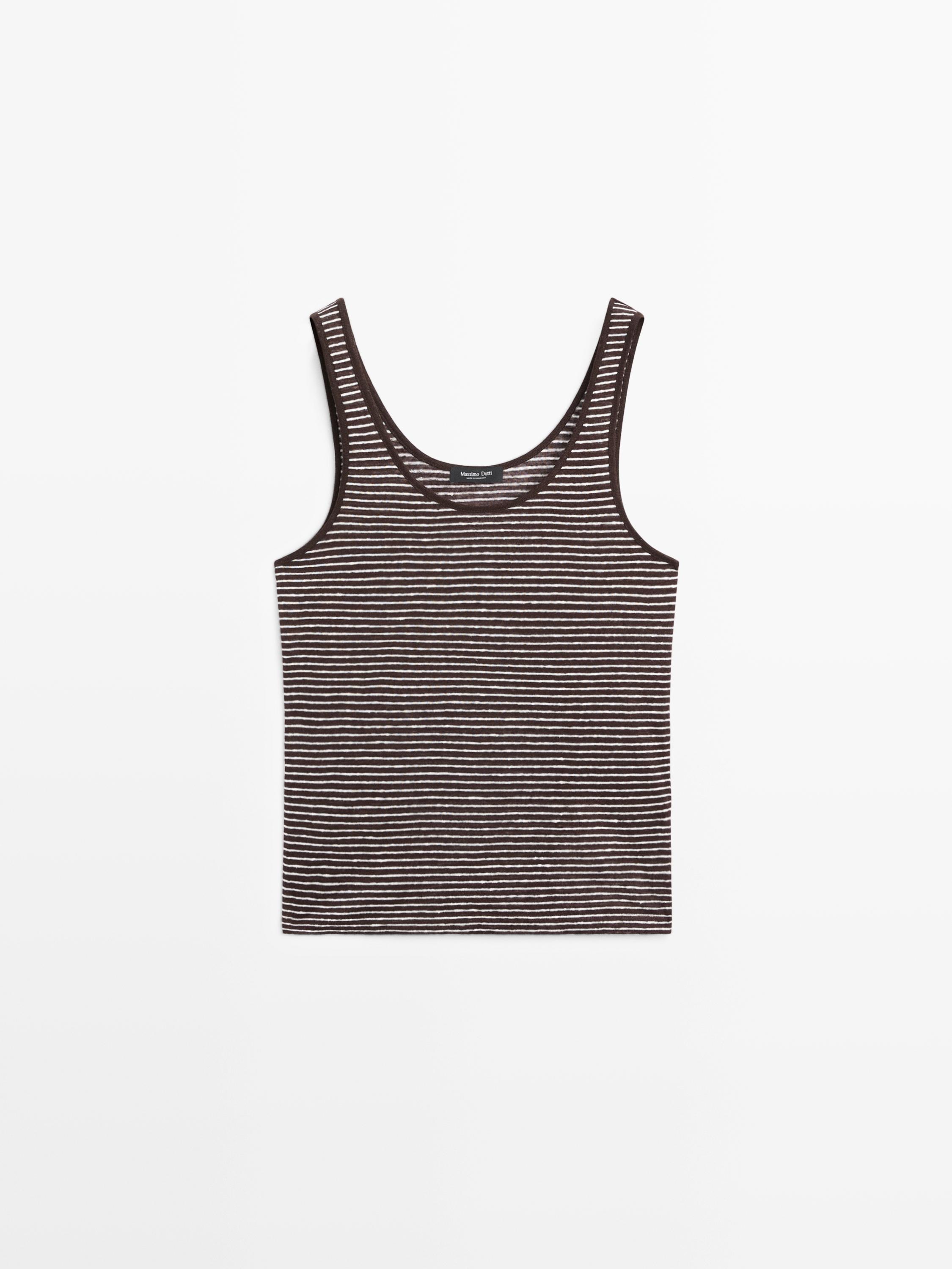 Camiseta tirantes rayas lino