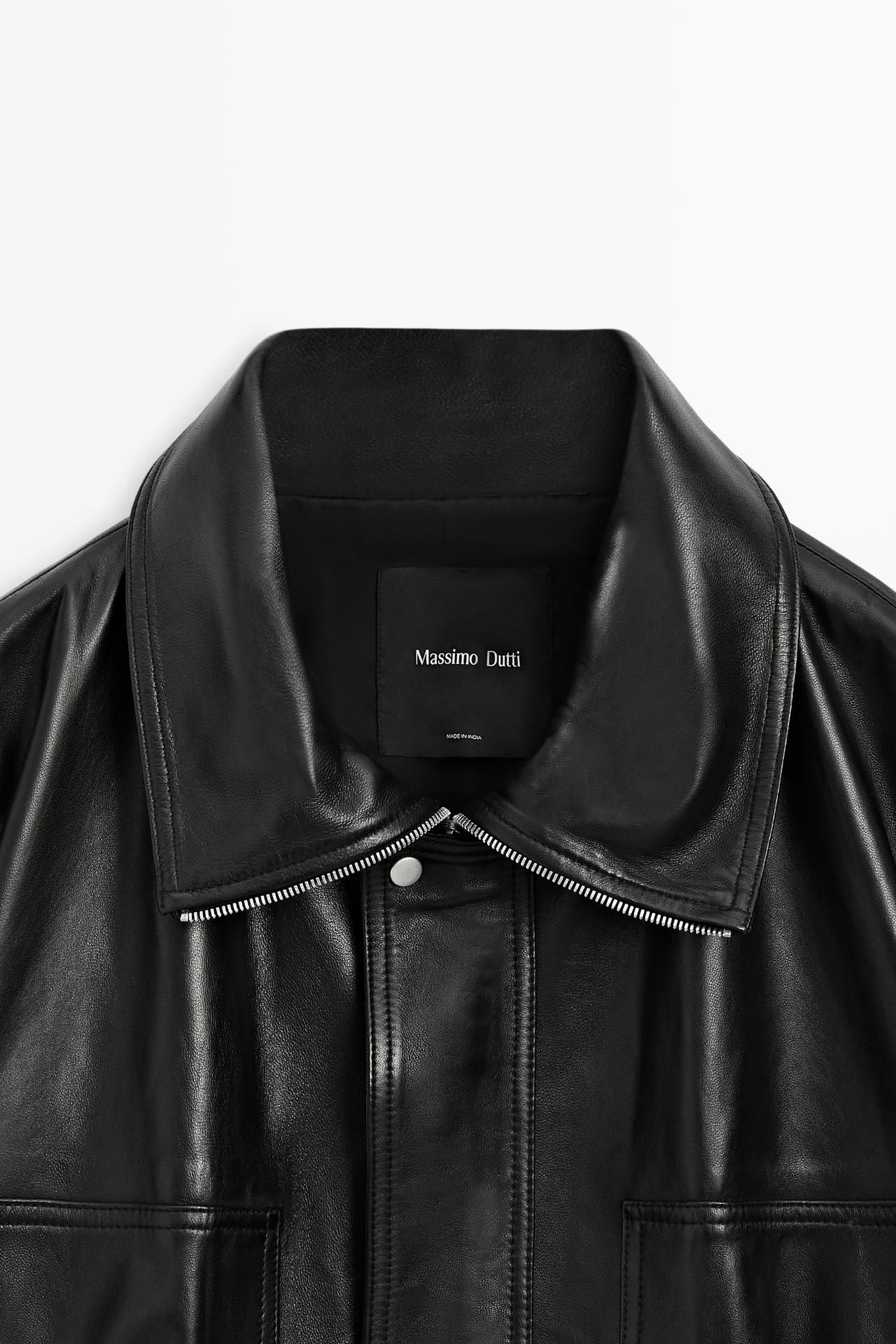 Nappa leather bomber jacket — BLACK