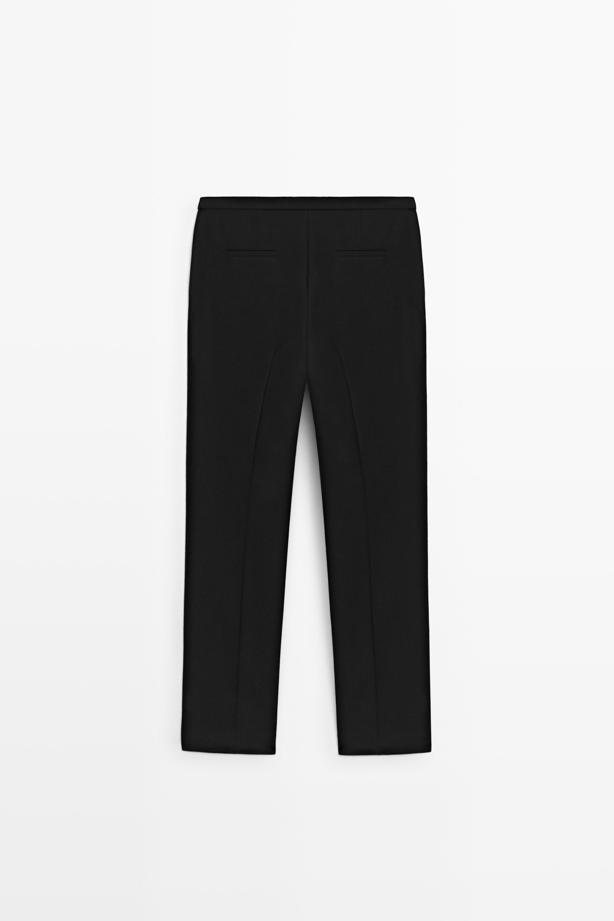 Wool blend waistband trousers — BLACK