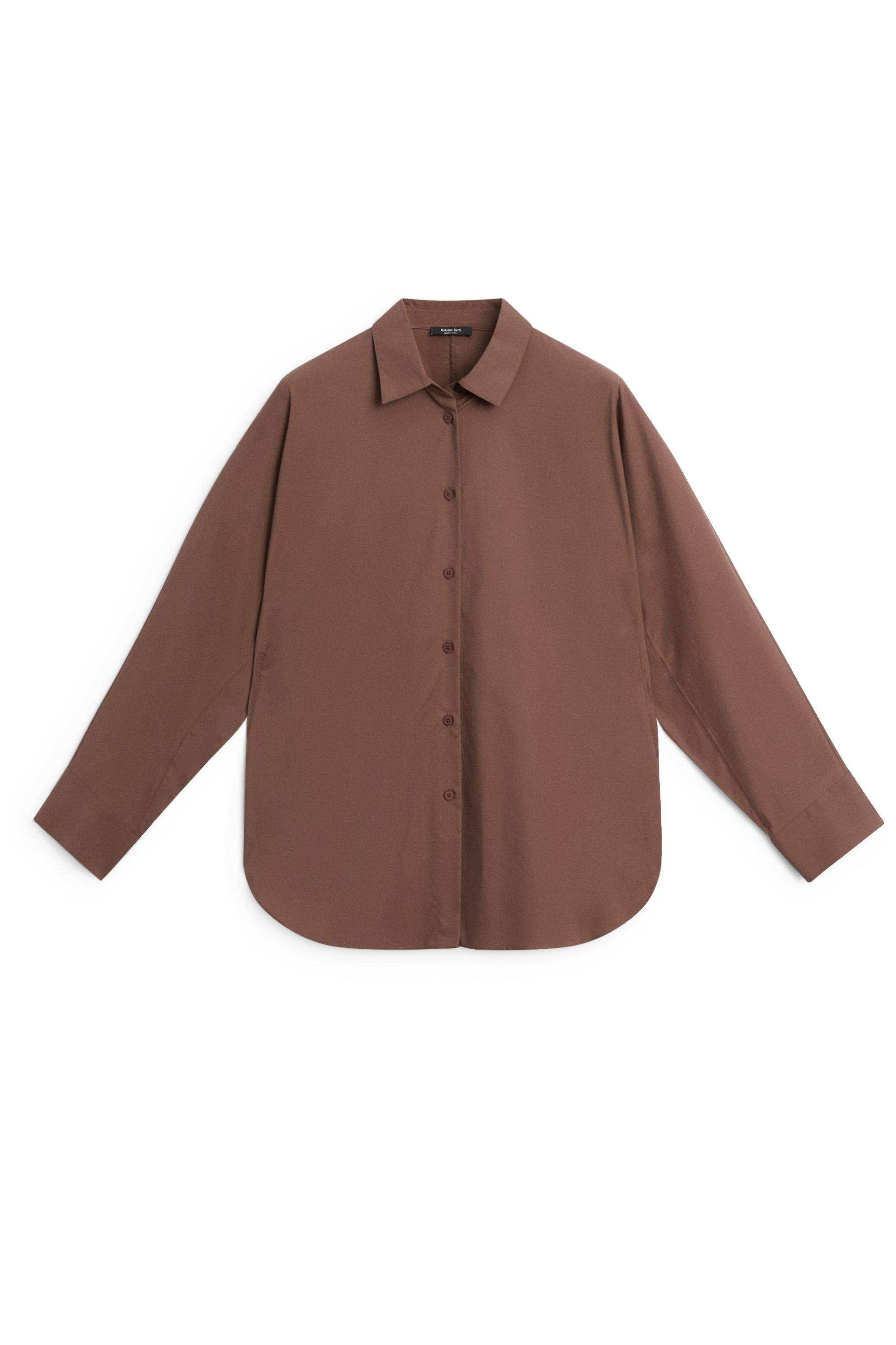 Cotton poplin shirt — BROWN MARL