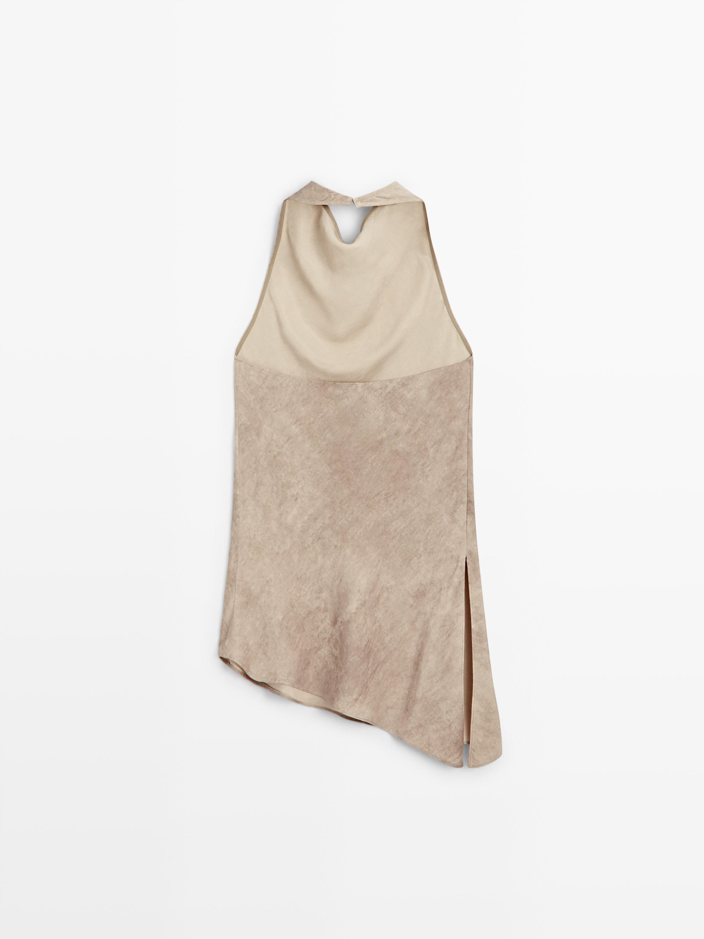 Worn effect halter top — STONE