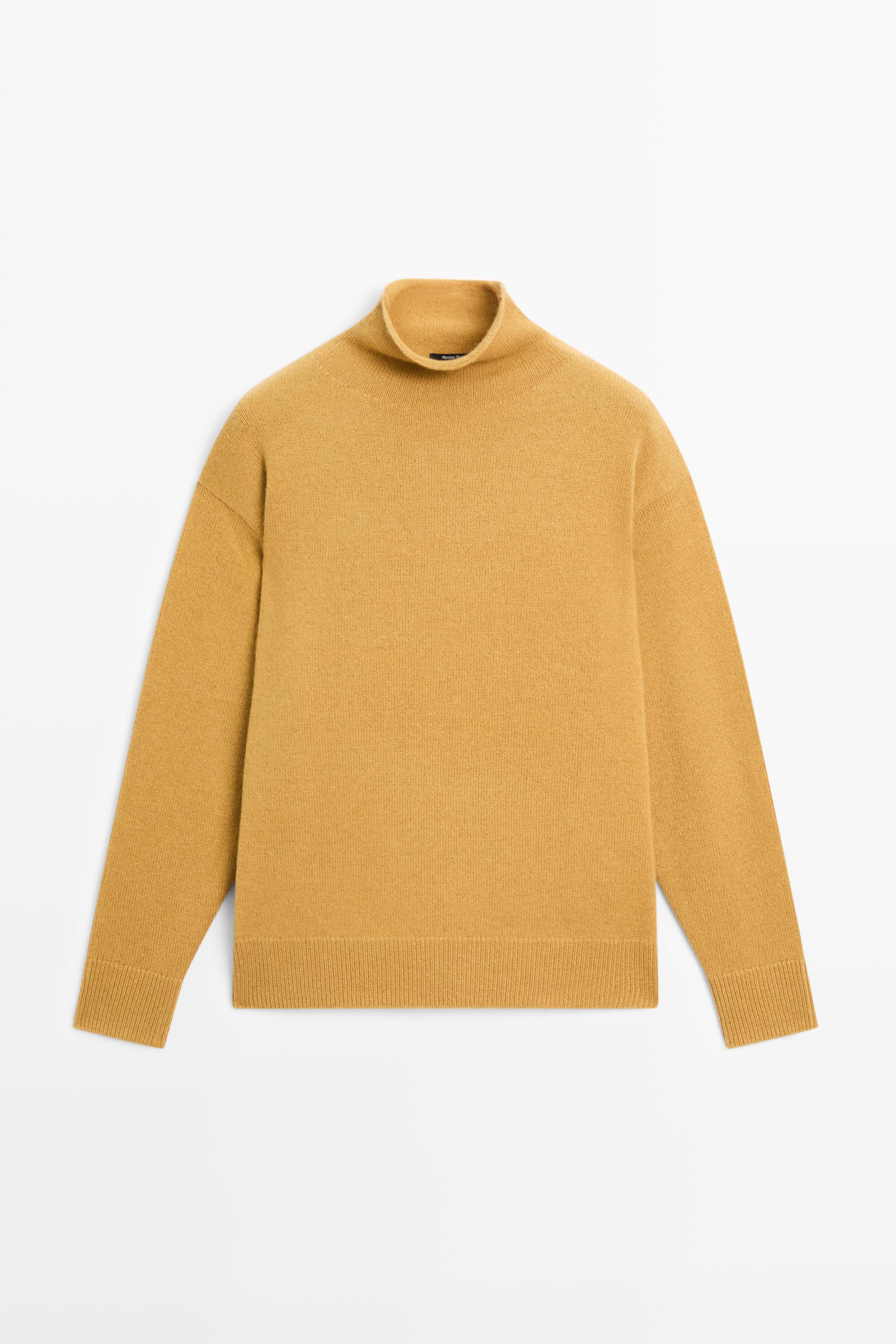 100% cashmere oversize knit sweater — MUSTARD YELLOW