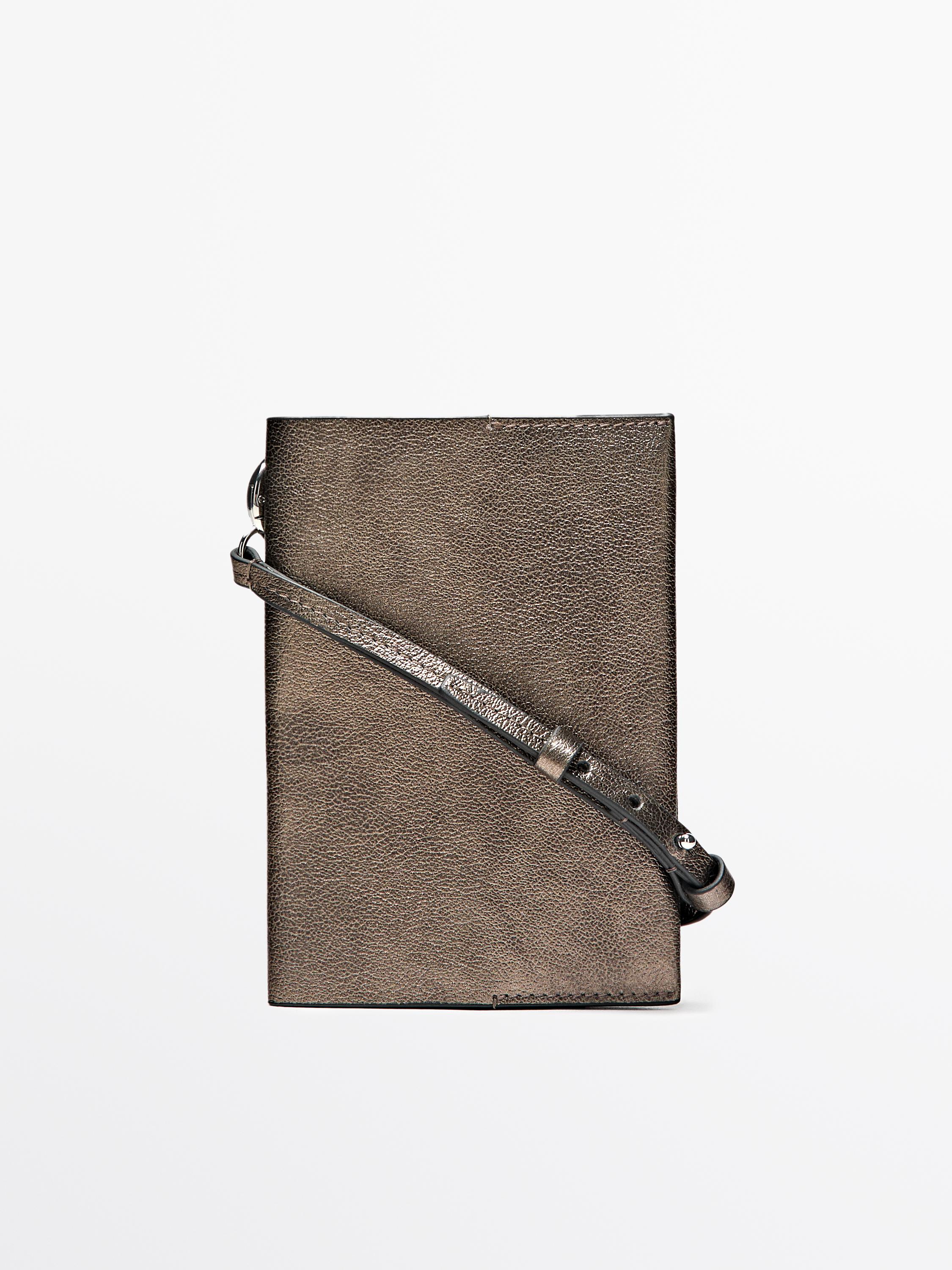 Nappa leather passport holder — SILVER