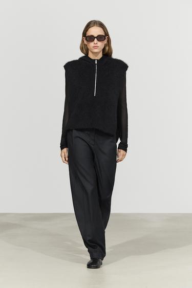 100% cashmere hooded knit vest — BLACK 1
