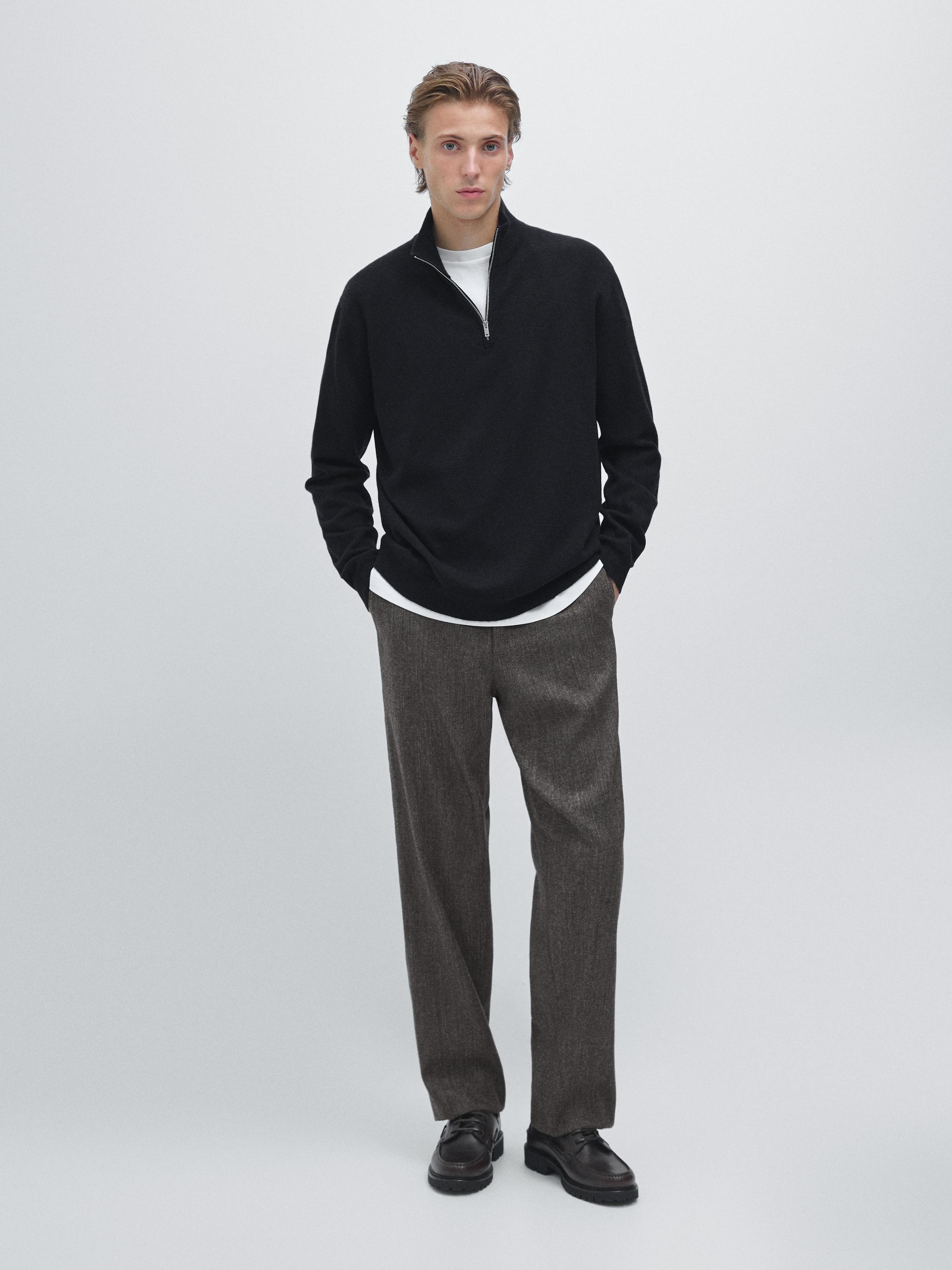 Mock neck knit sweater with zip