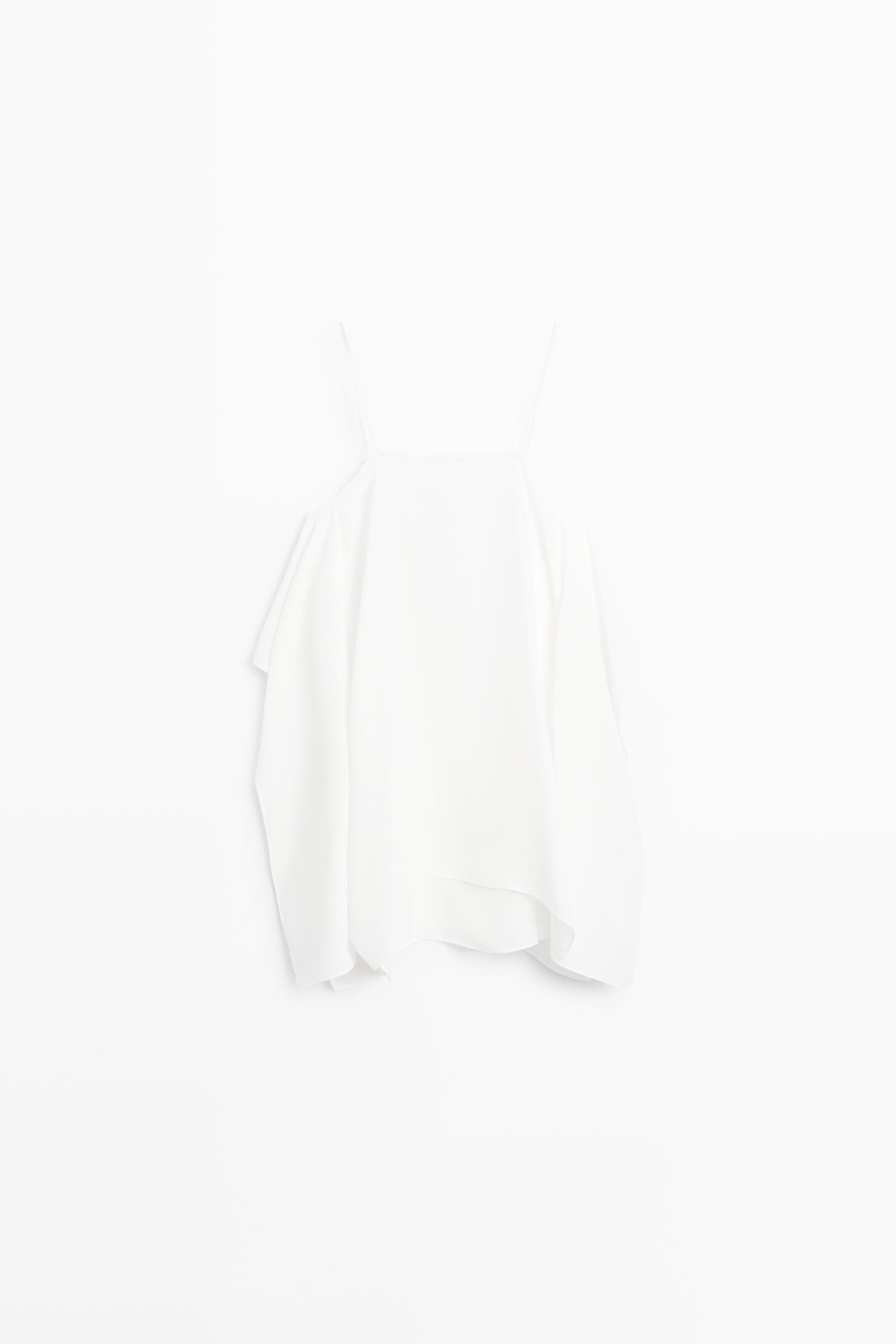 Flowing spaghetti strap top — WHITE