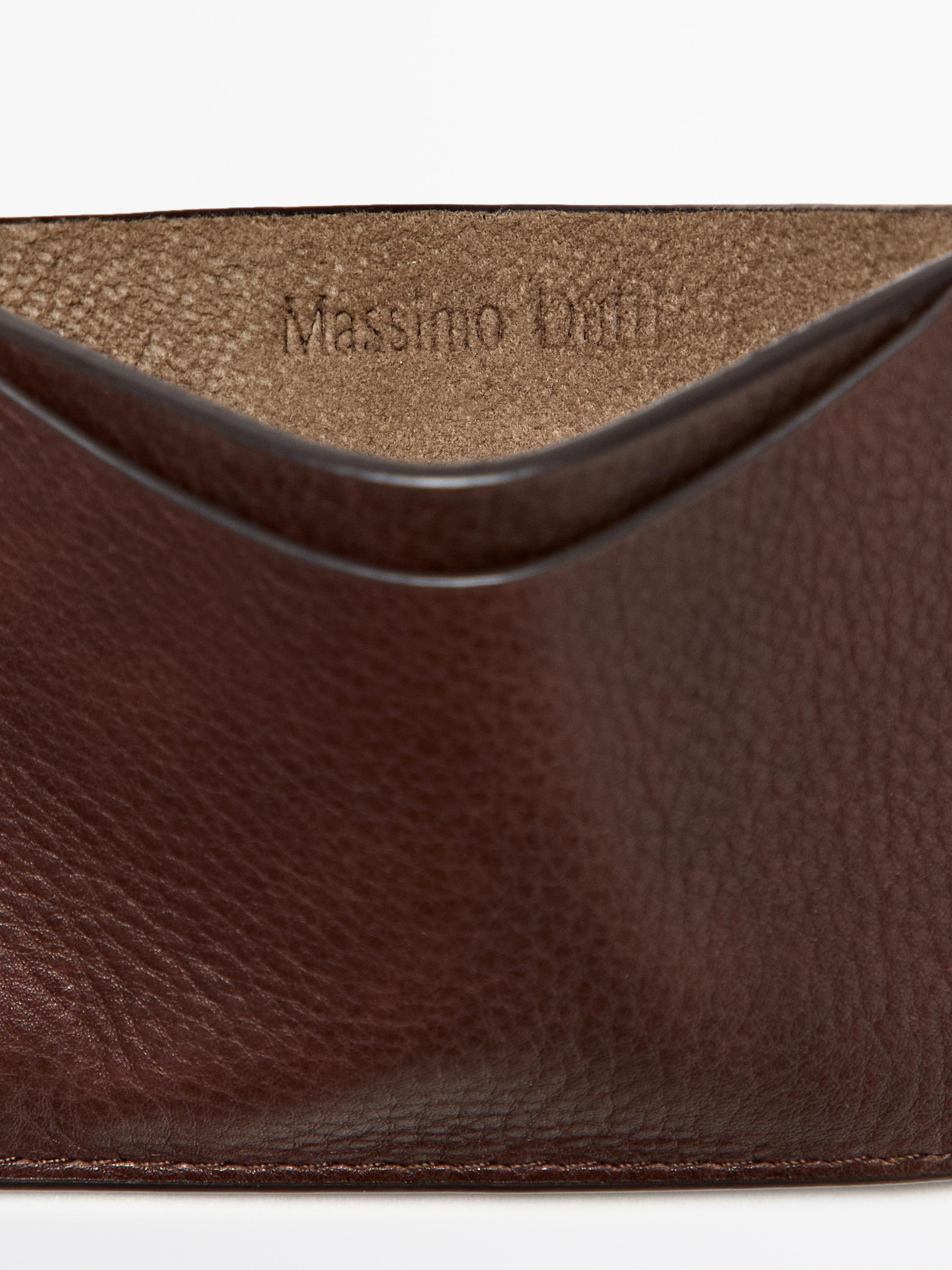 Nappa leather card holder — Chocolate