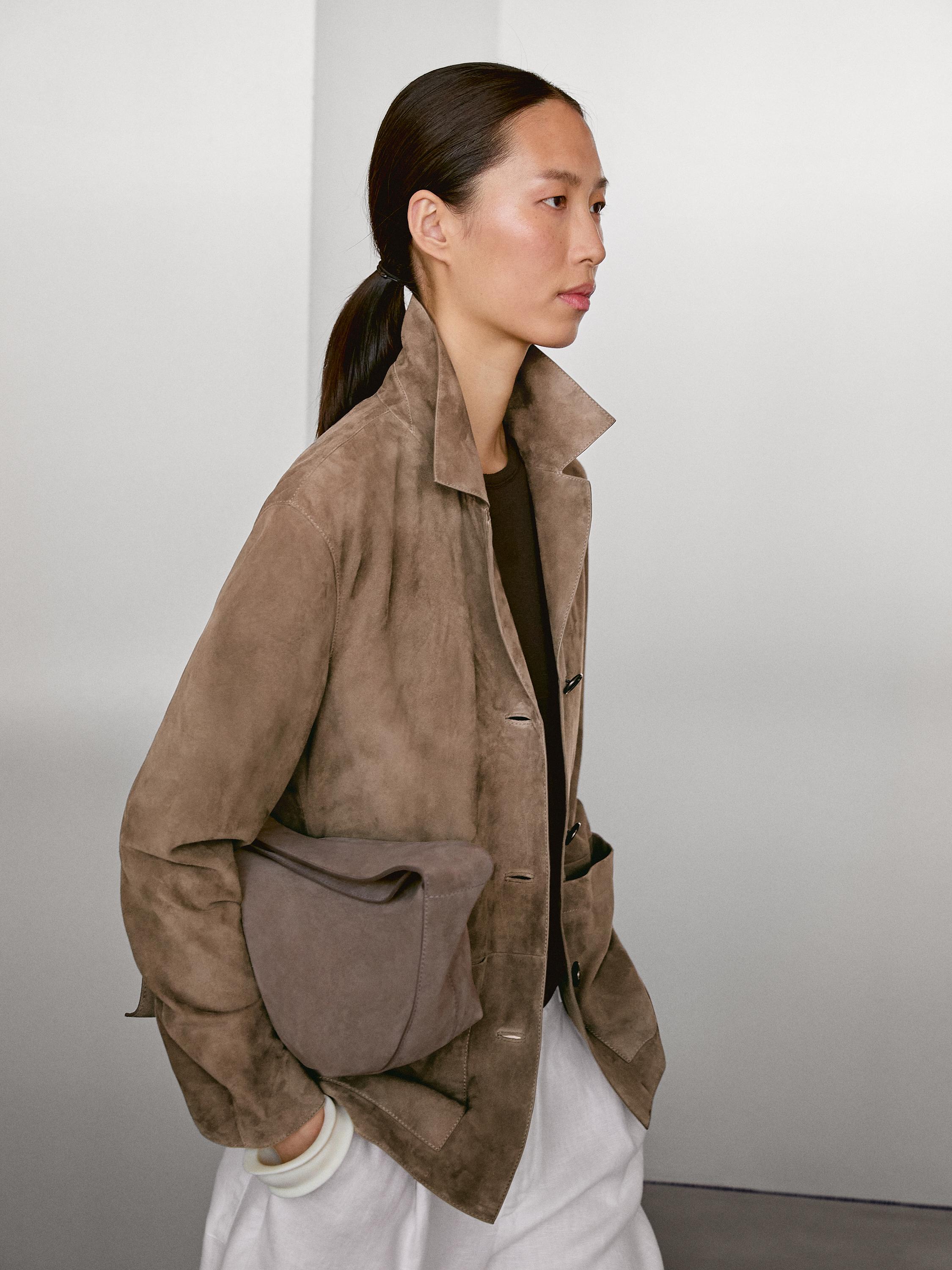 Flowing suede leather blazer