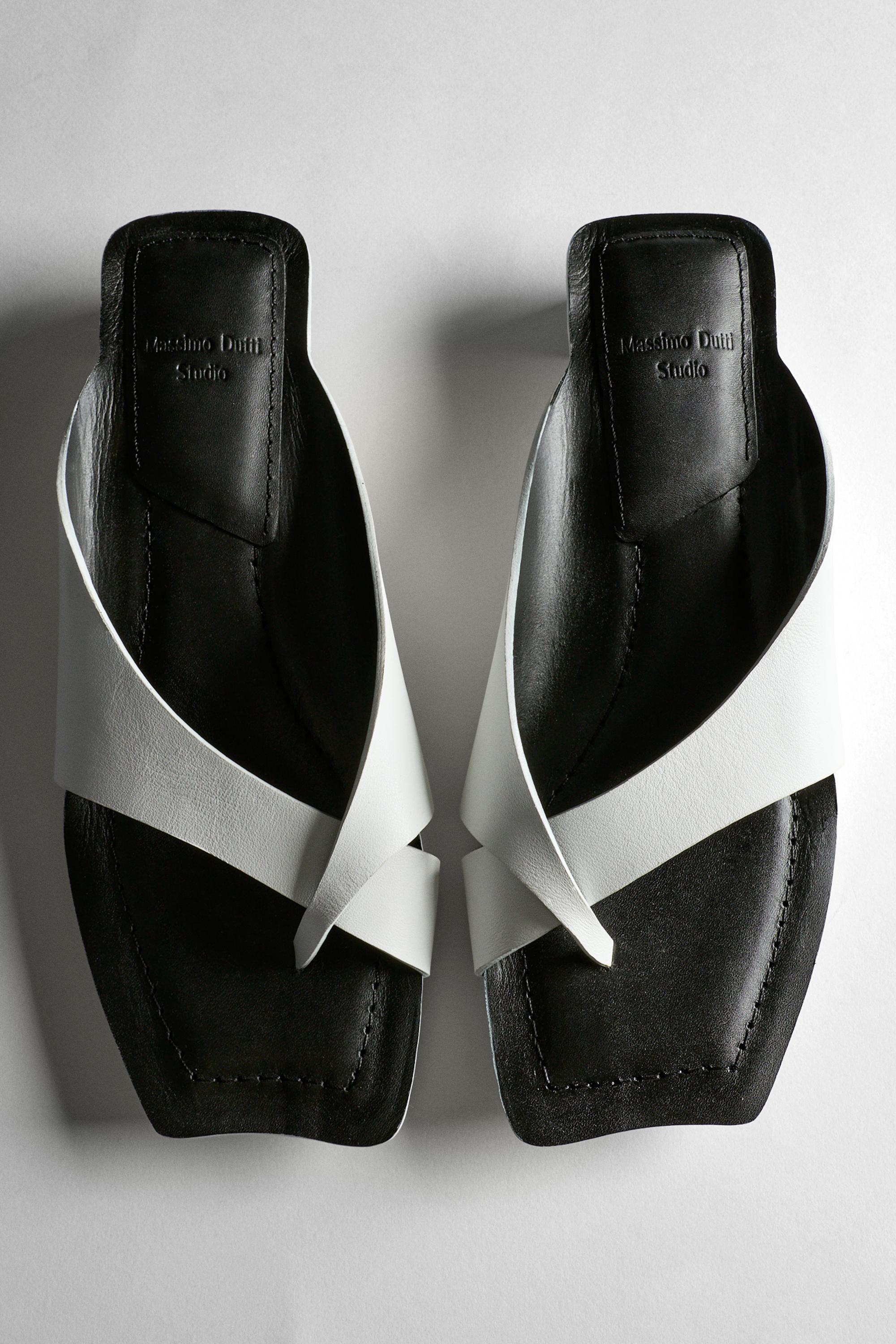 Leather high-heel sandals - STUDIO — WHITE