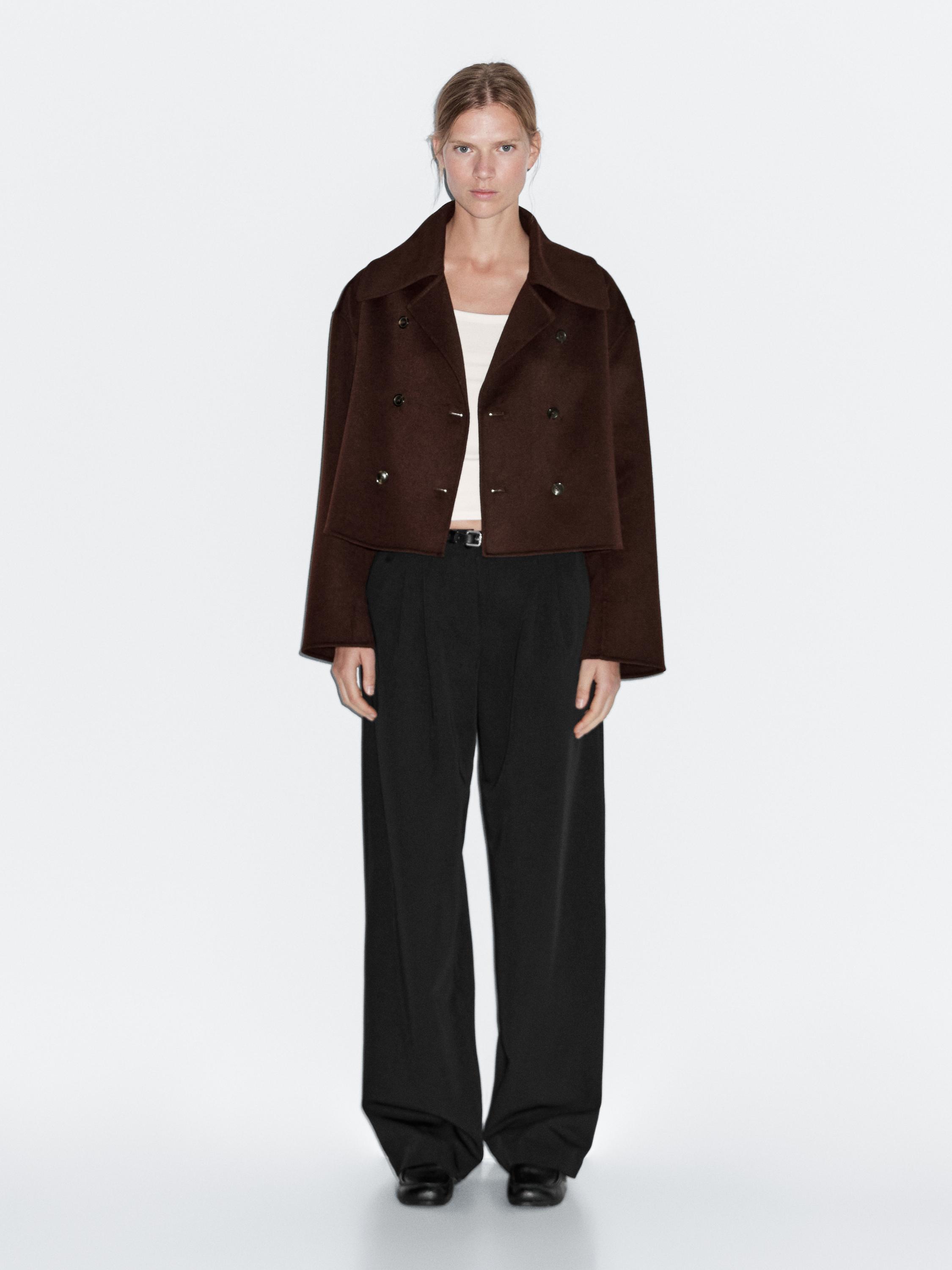 Wide-leg flowing trousers with darts