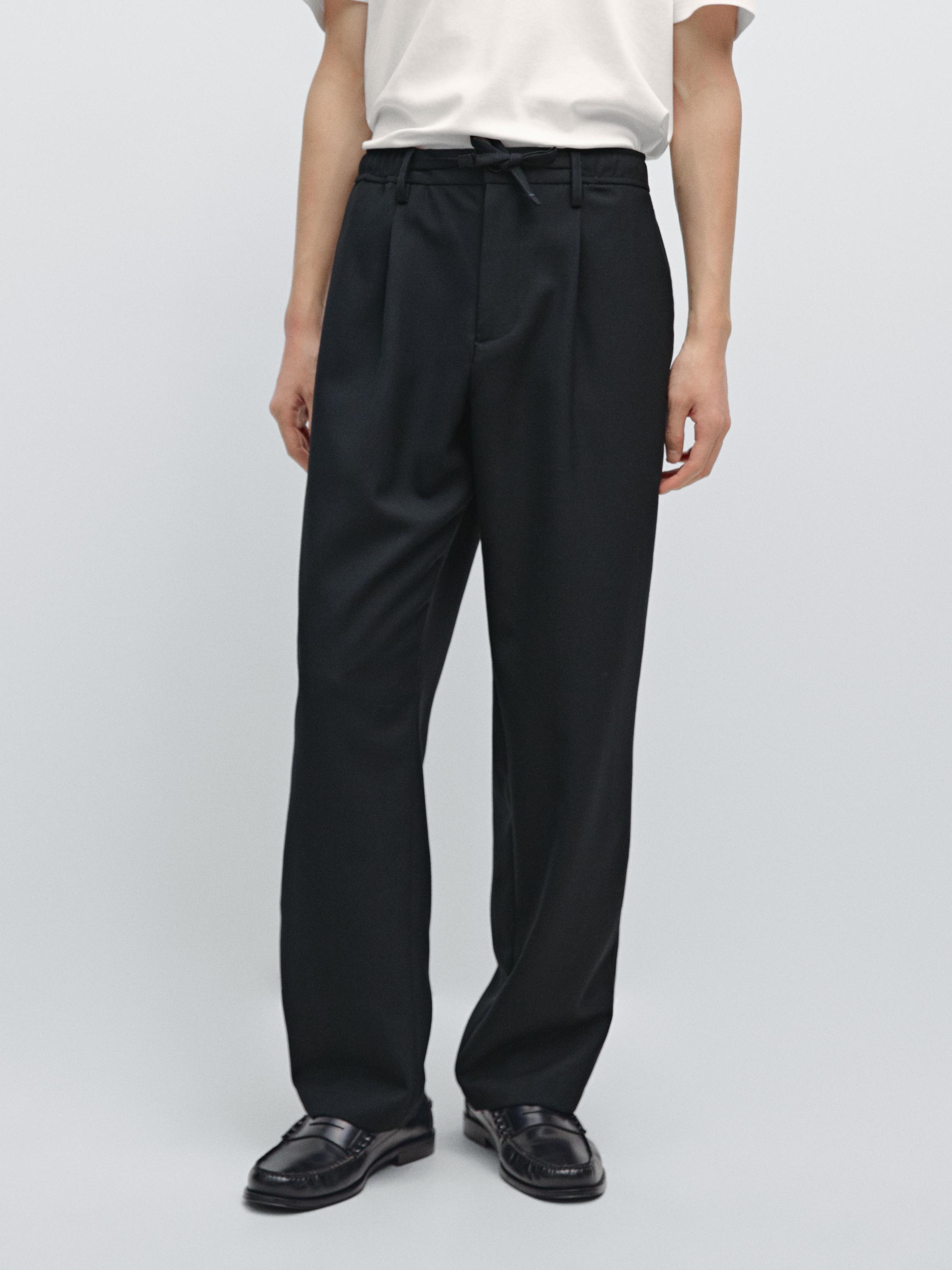 Straight-leg trousers with drawstring waist