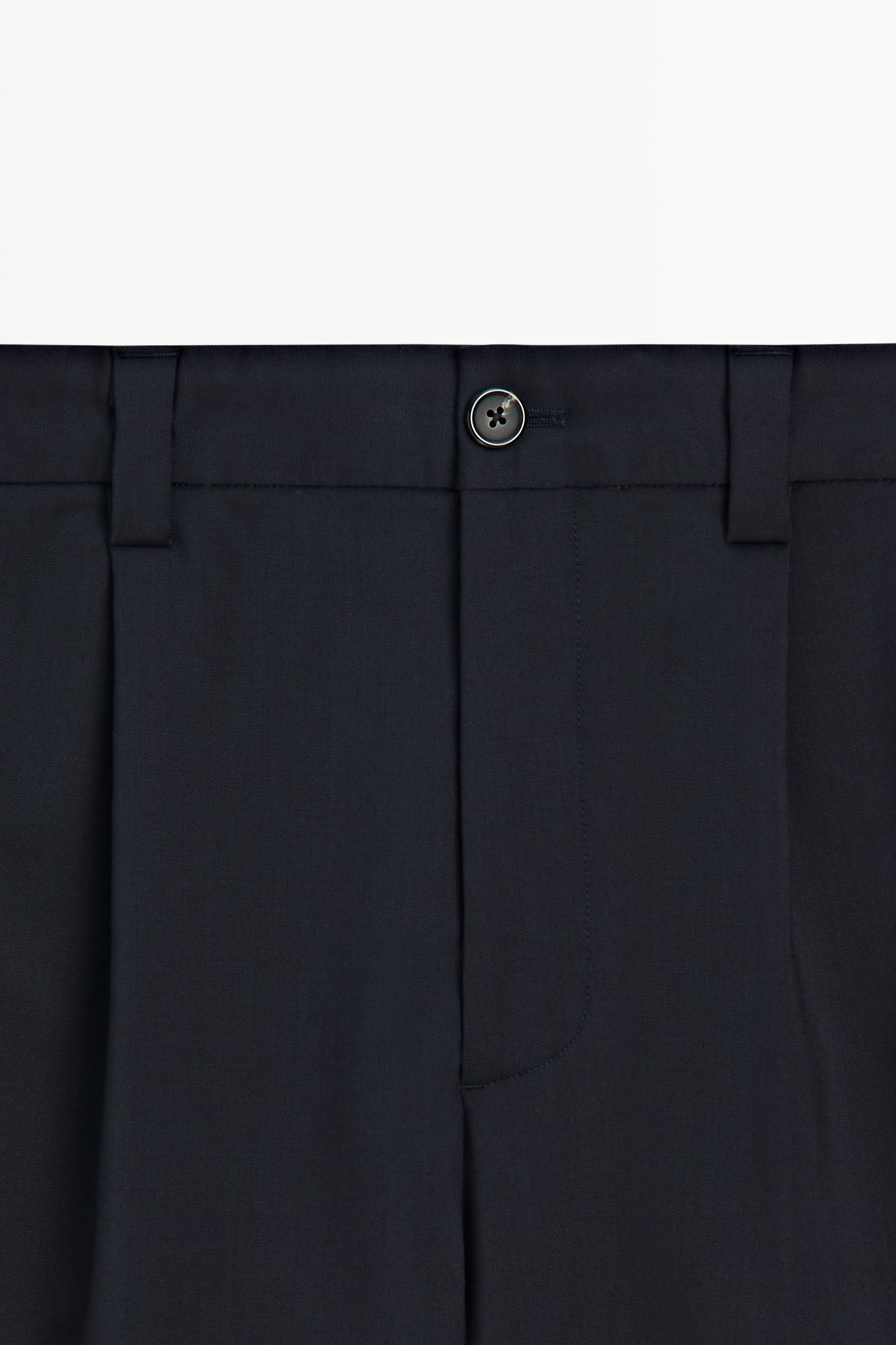 100% wool straight-leg pants — NAVY BLUE