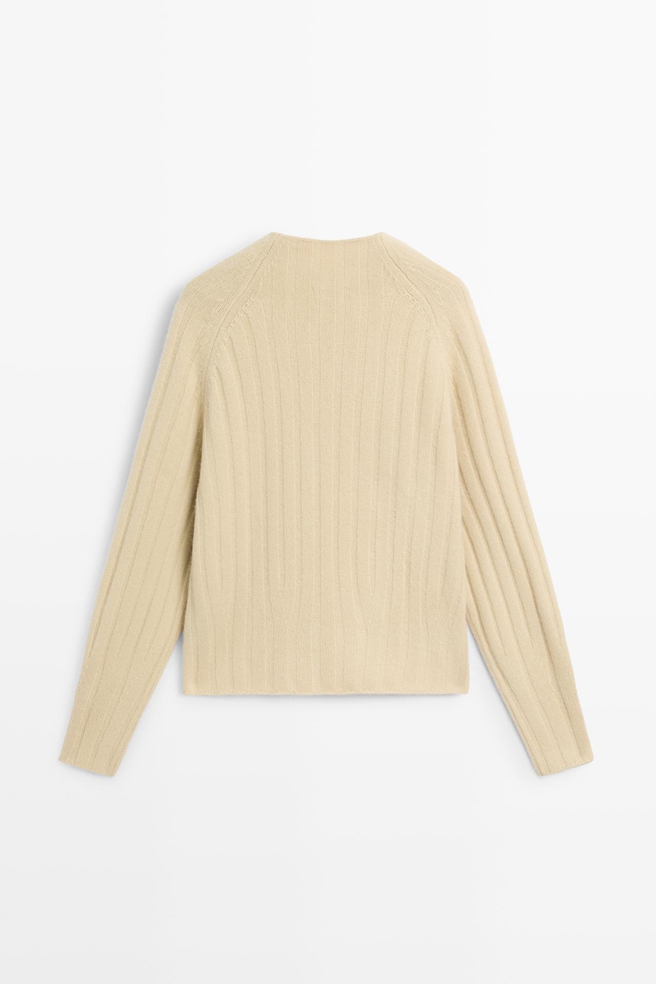 100% wool knit mock neck sweater — Olive