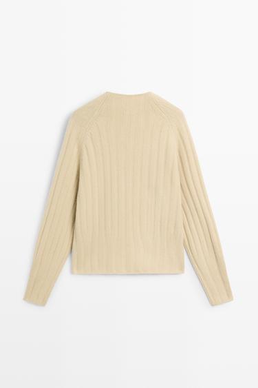 100% wool knit mock neck sweater — Olive 6