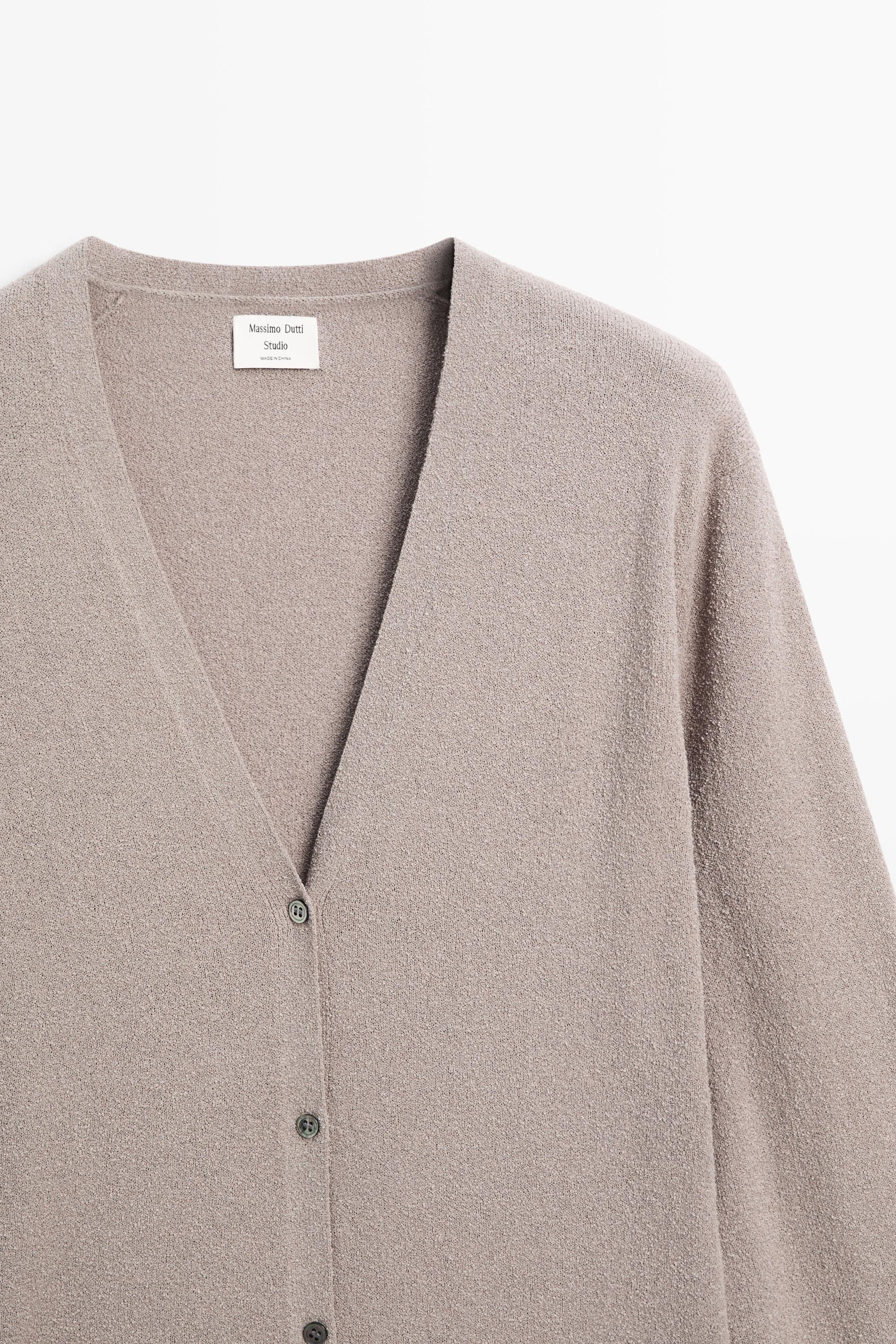 STUDIO V-neck knit cardigan — MOLE BROWN
